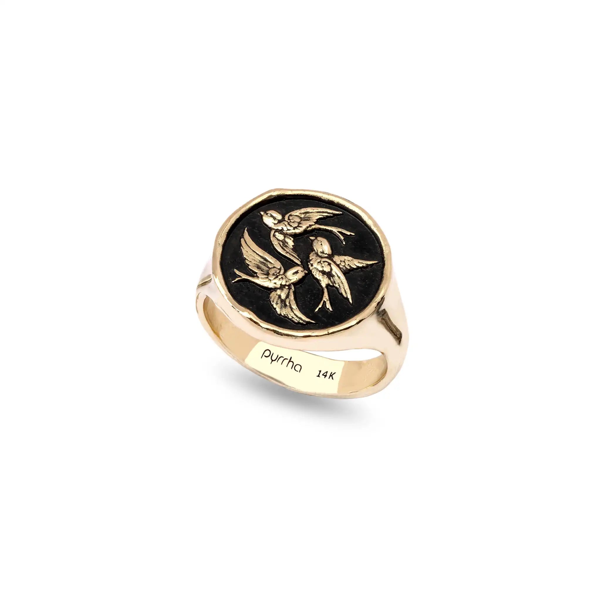Birds of a Feather 14K Gold Signet Ring
