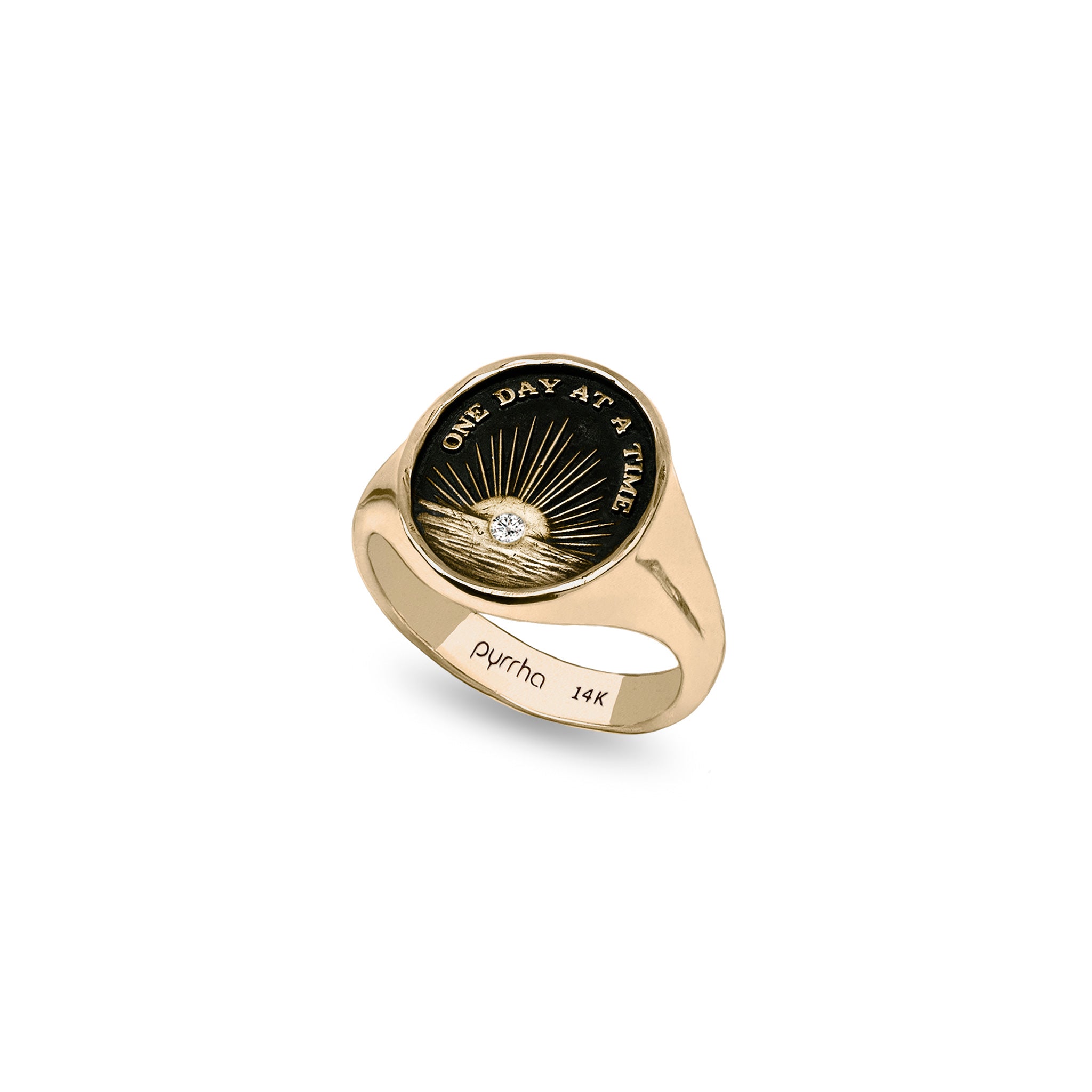 One Day at a Time 14K Gold Diamond Set Signet Ring