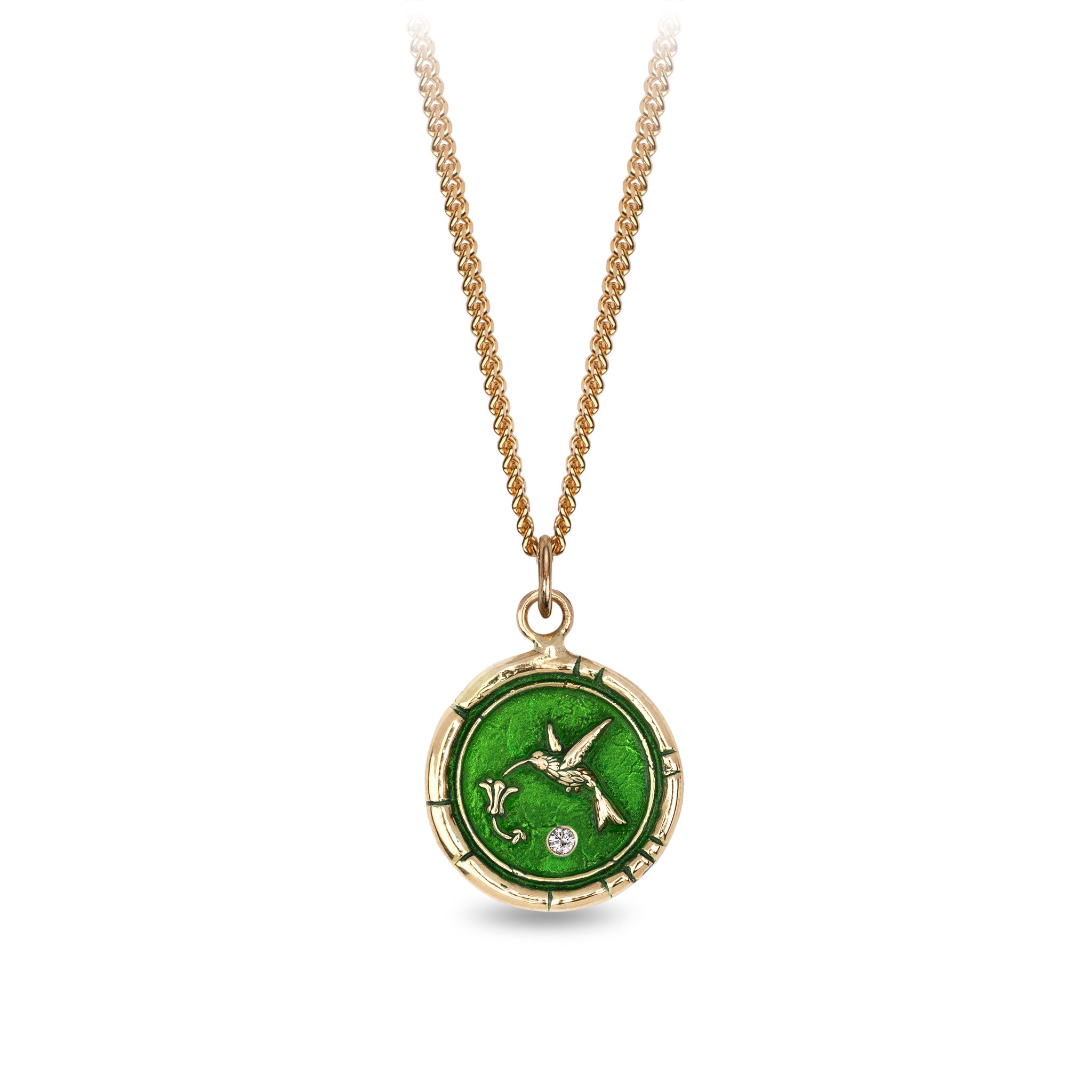 Hummingbird 14K Gold Diamond Set Signature Talisman - True Colors