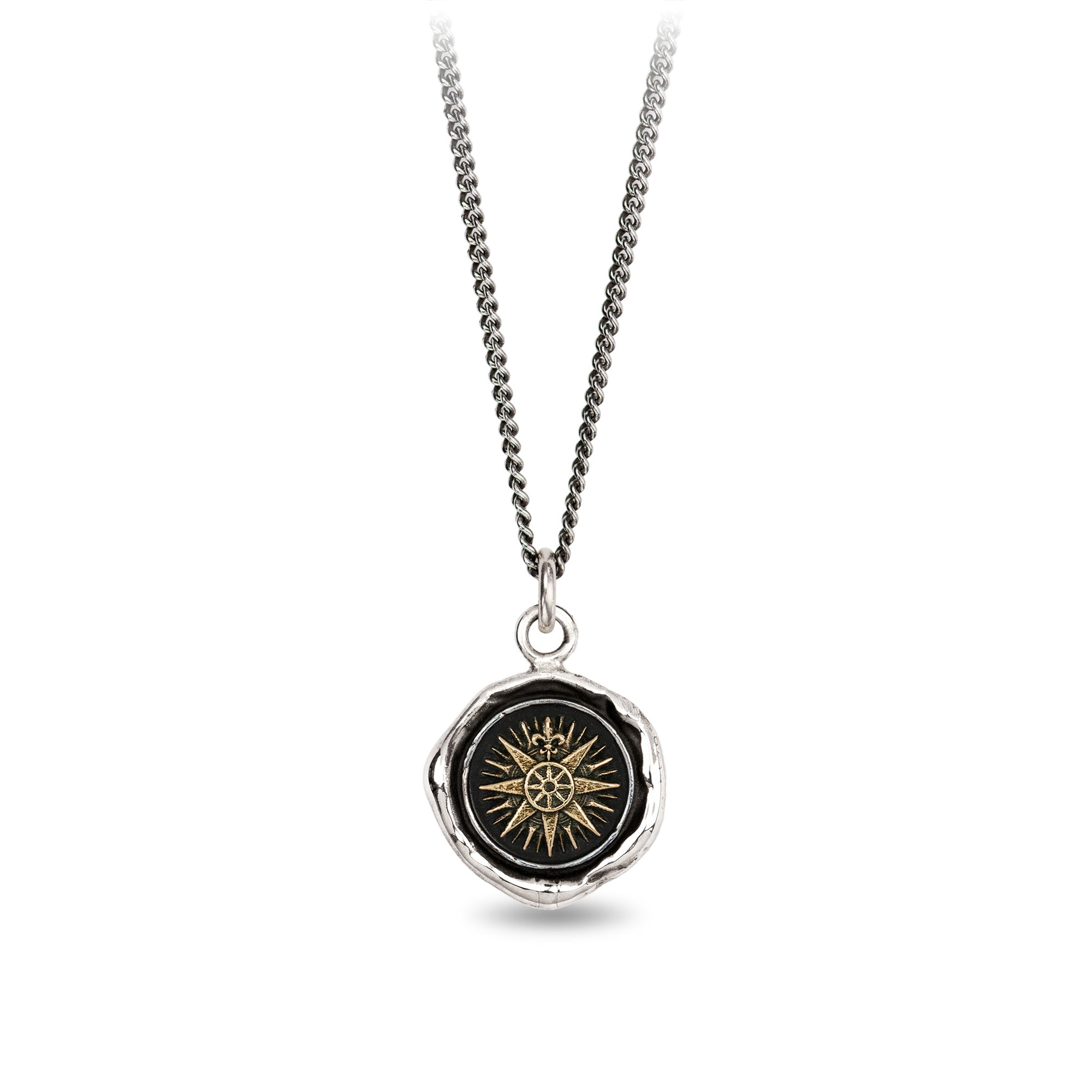 Direction 14K Gold On Silver Talisman