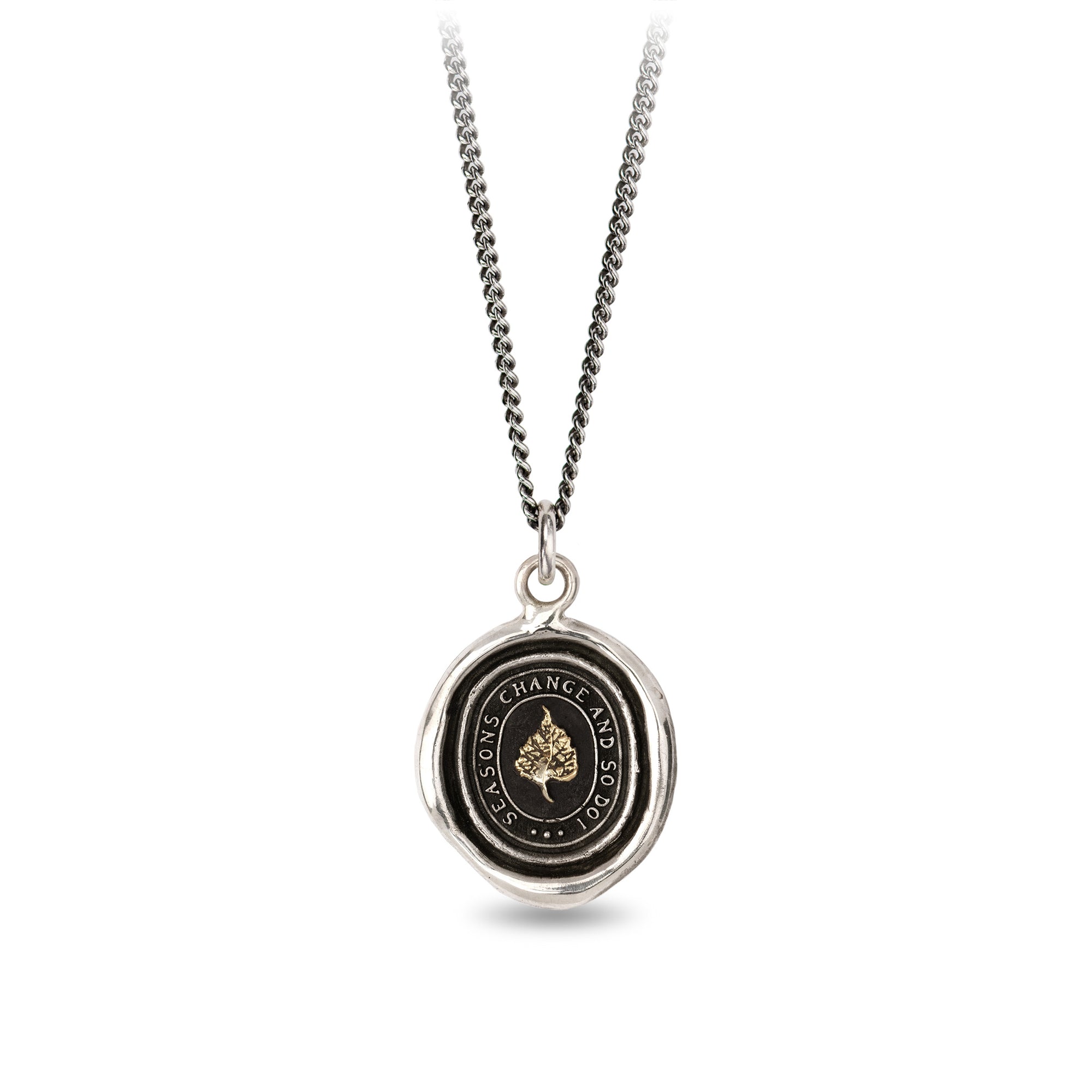 Seasons Change and So Do I 14K Gold On Silver Talisman