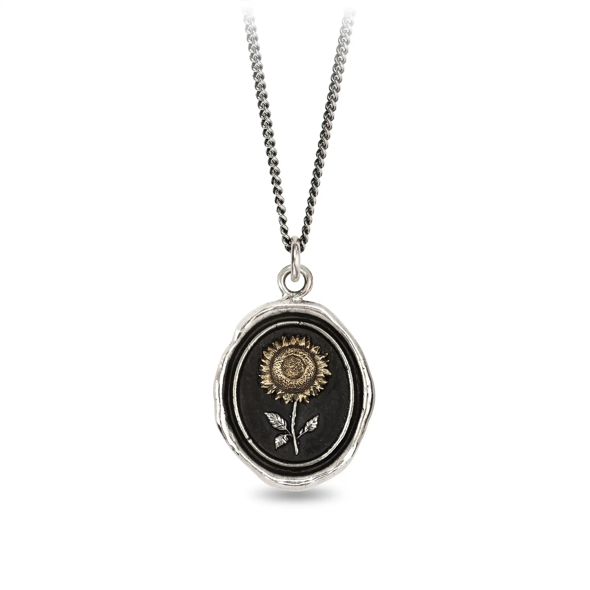 Sunflower 14K Gold on Silver Talisman