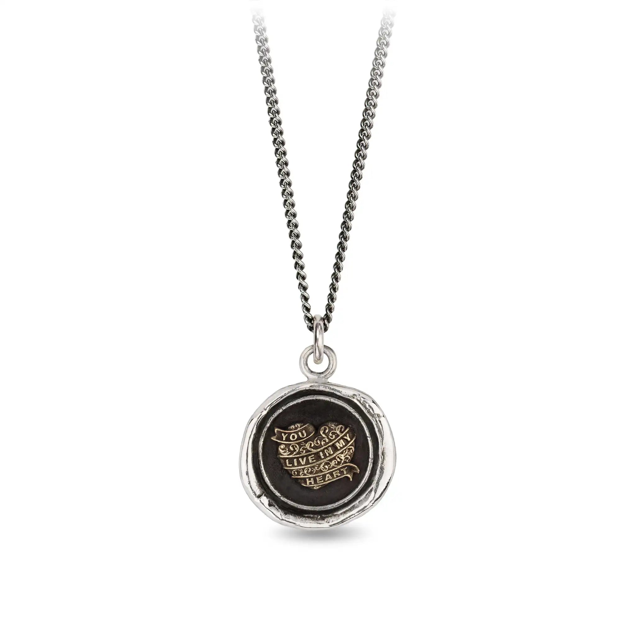 You Live in My Heart 14K Gold on Silver Talisman
