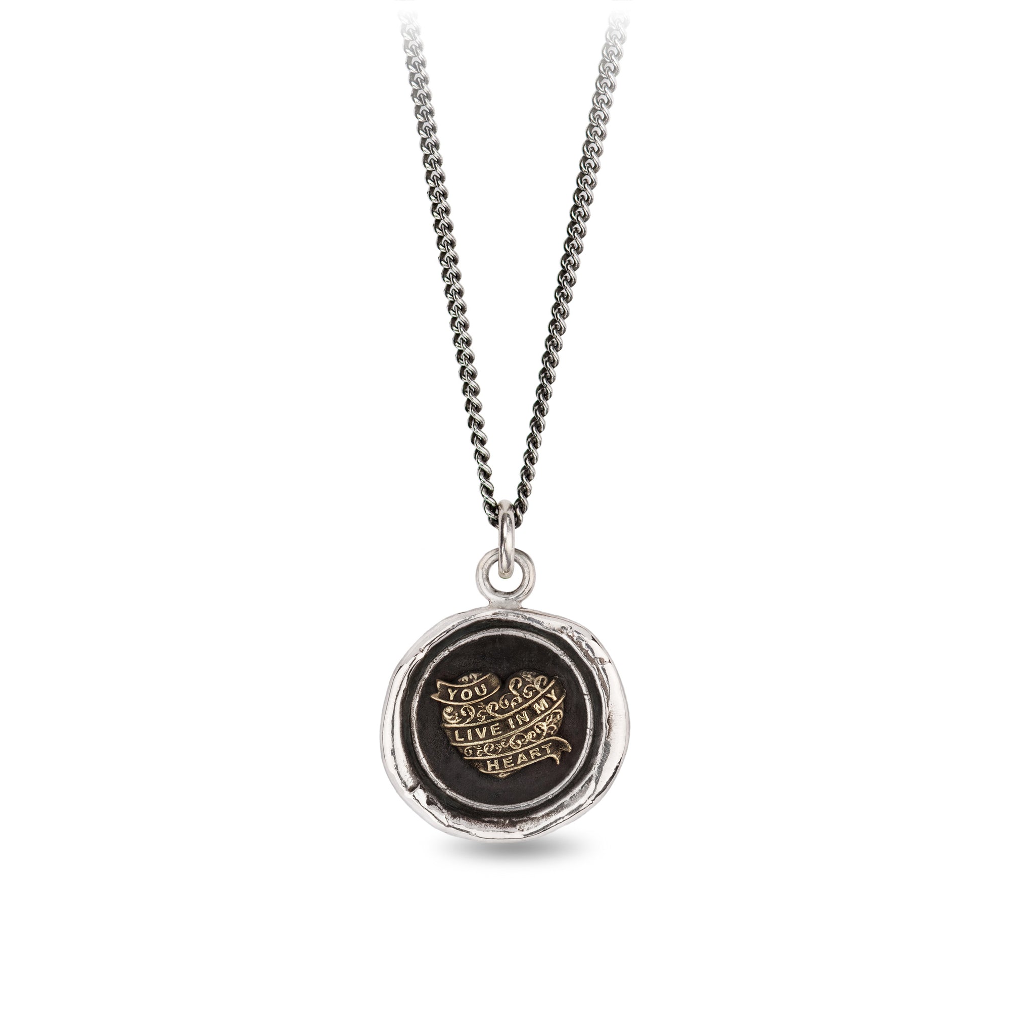 You Live in My Heart 14K Gold On Silver Talisman