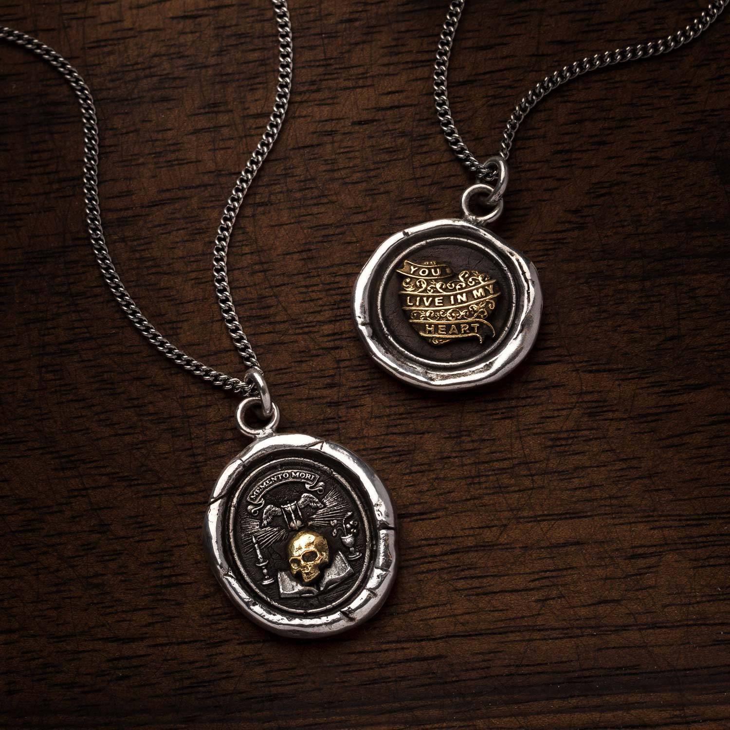 You Live in My Heart 14K Gold on Silver Talisman