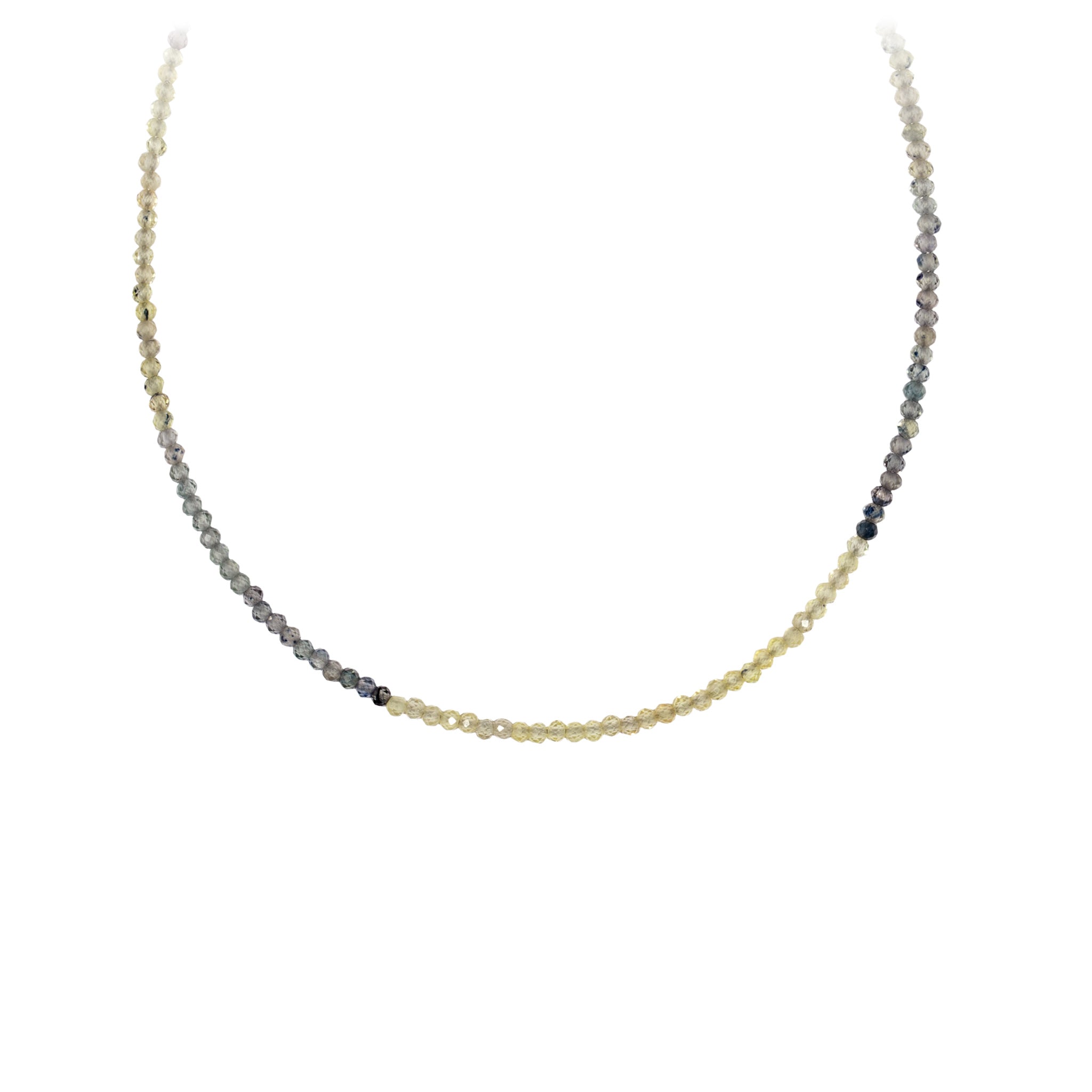 Green and Yellow Sapphire 14K Gold Faceted Stone Choker with Talisman Clip