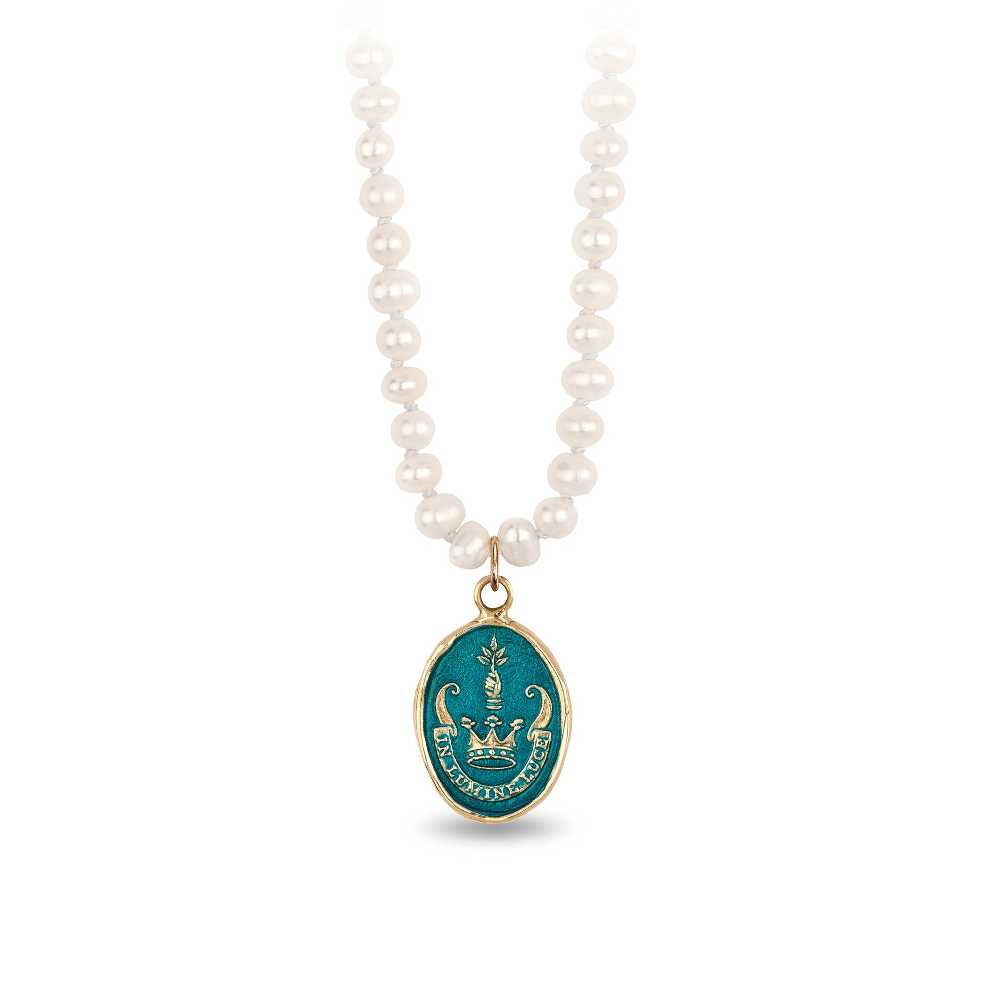Inspiration 14K Gold Talisman On Knotted Freshwater Pearl Necklace - True Colors