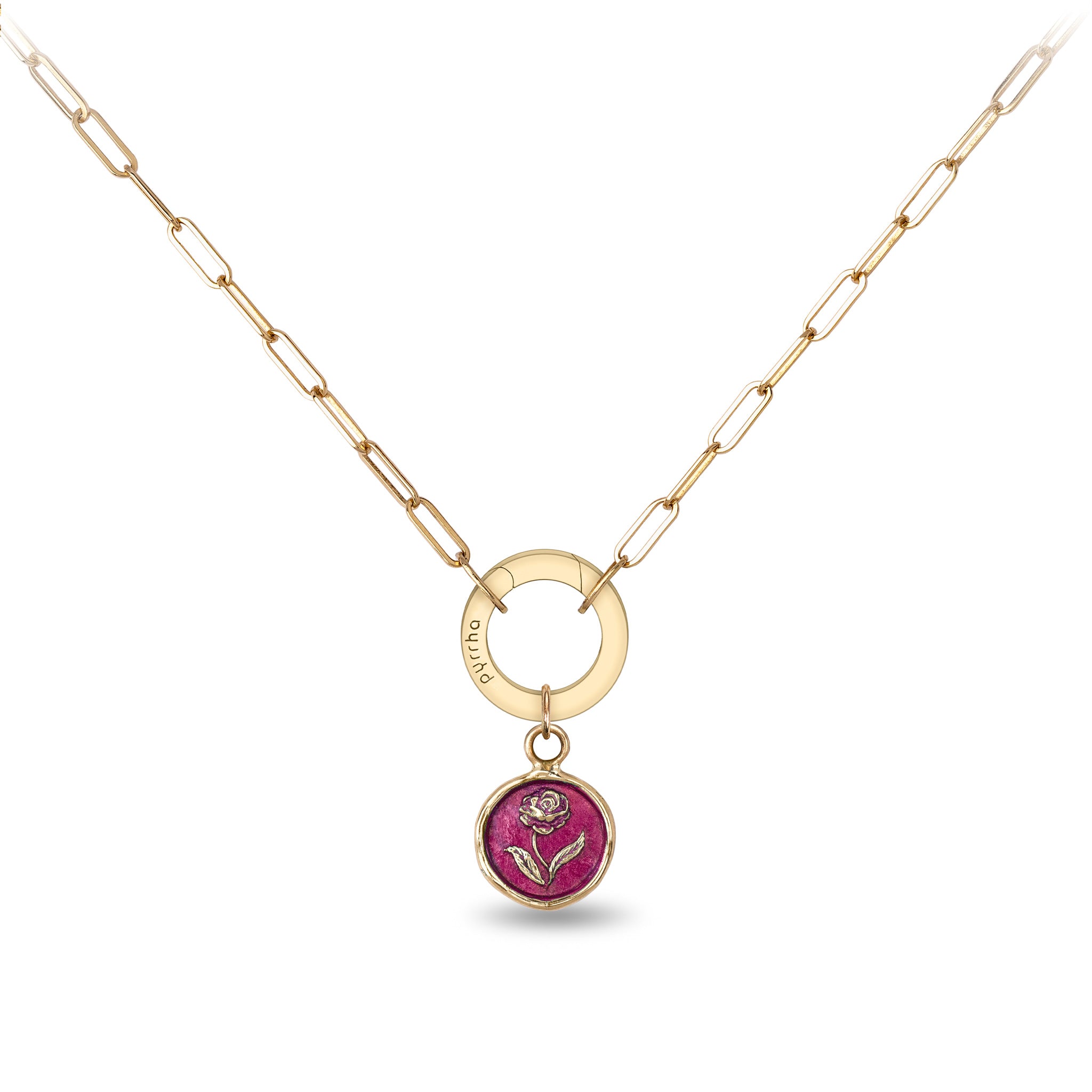 Rose 14K Gold Long Link Paperclip Chain Necklace - True Colors