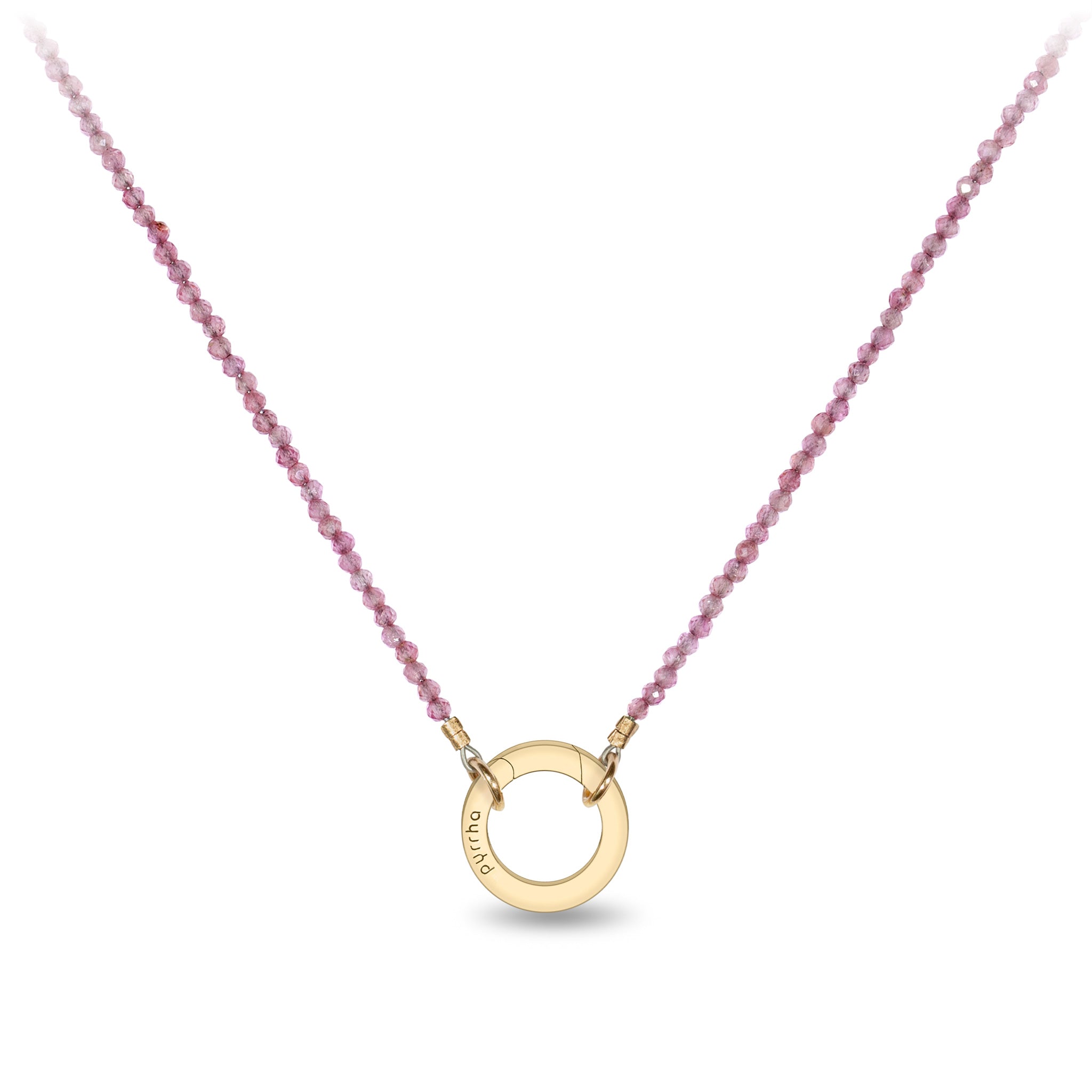 Ruby 14K Gold Faceted Stone Choker with Talisman Clip
