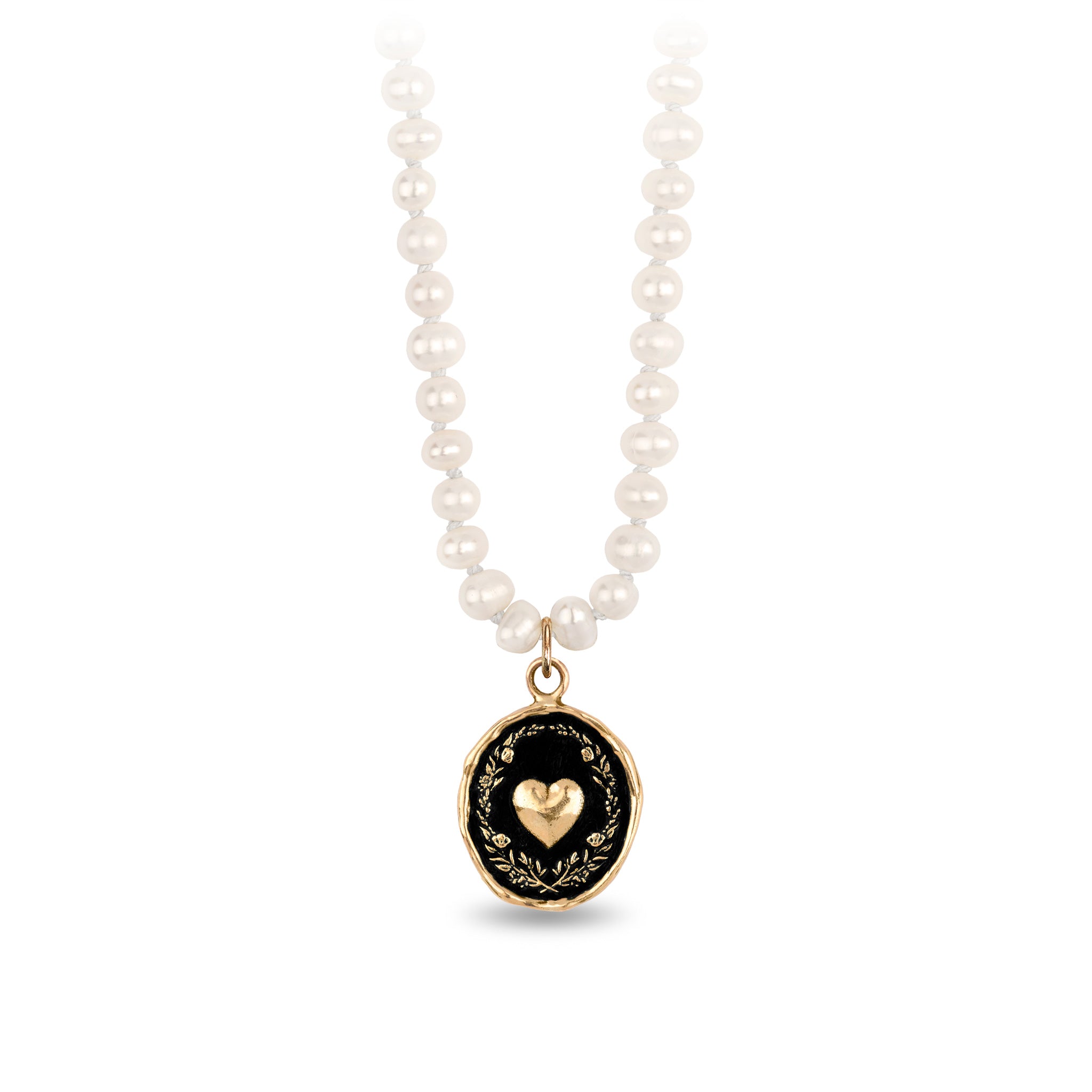 Self-Love 14K Gold Talisman on Knotted Freshwater Pearl Necklace