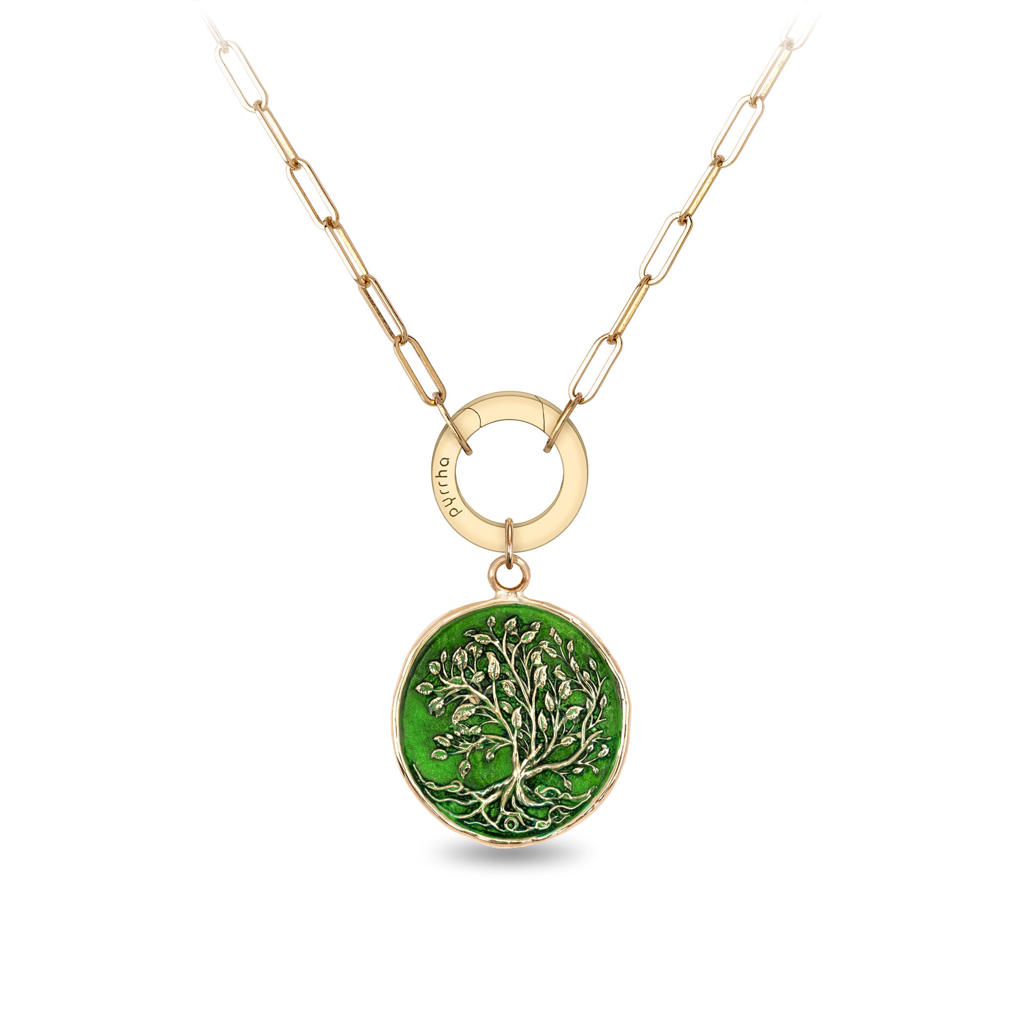 Tree of Life 14K Gold Long Link Paperclip Chain Necklace - True Colors