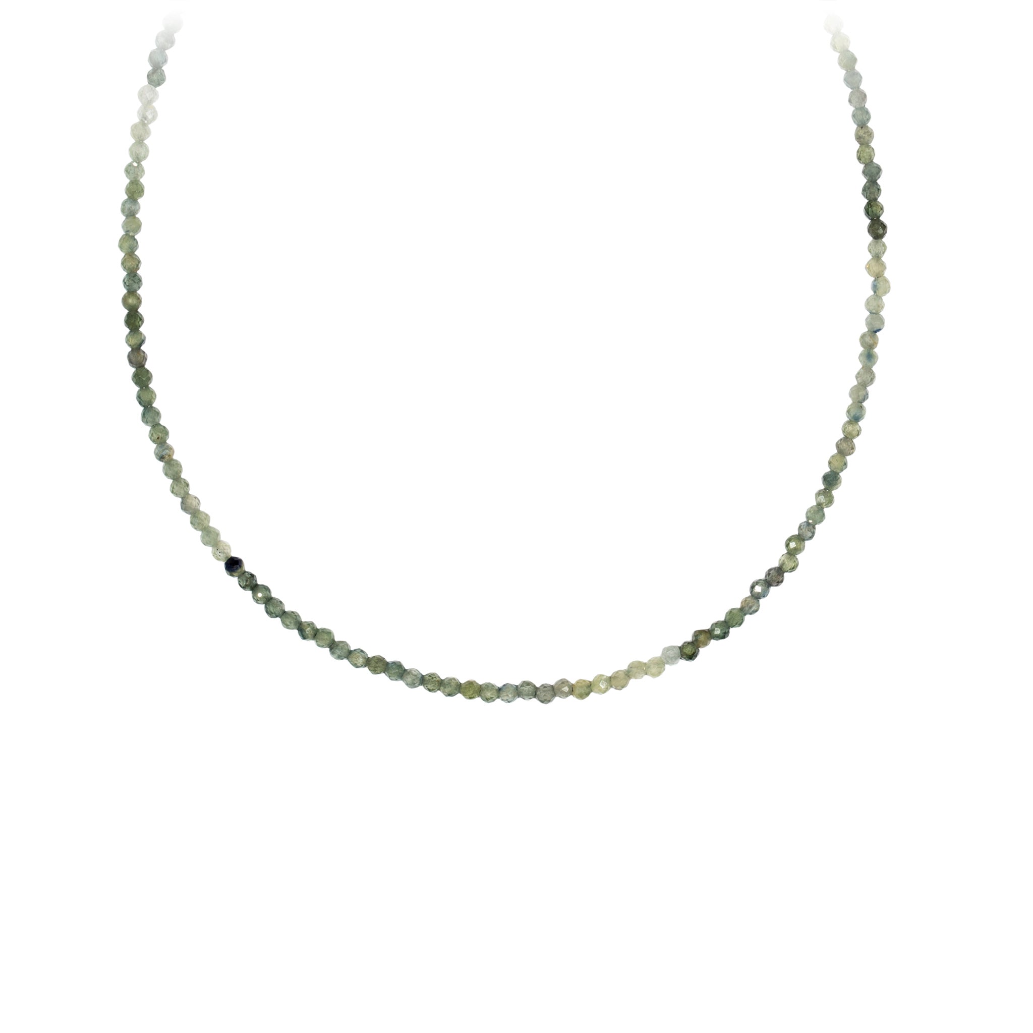 Variegated Green Sapphire 14K Gold Faceted Stone Choker with Talisman Clip