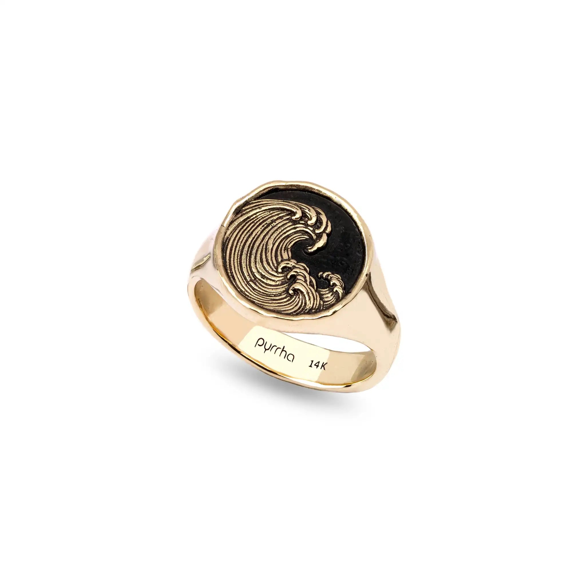 Wave 14K Gold Signet Ring