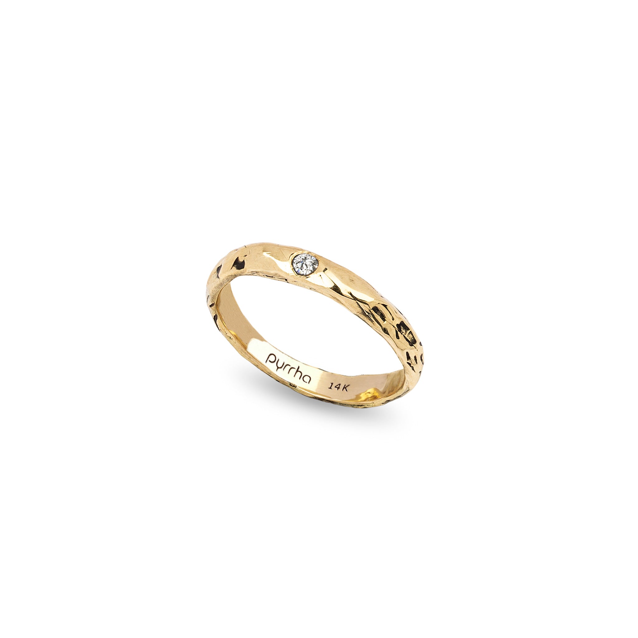 Stone Set 14K Gold Narrow Band Ring