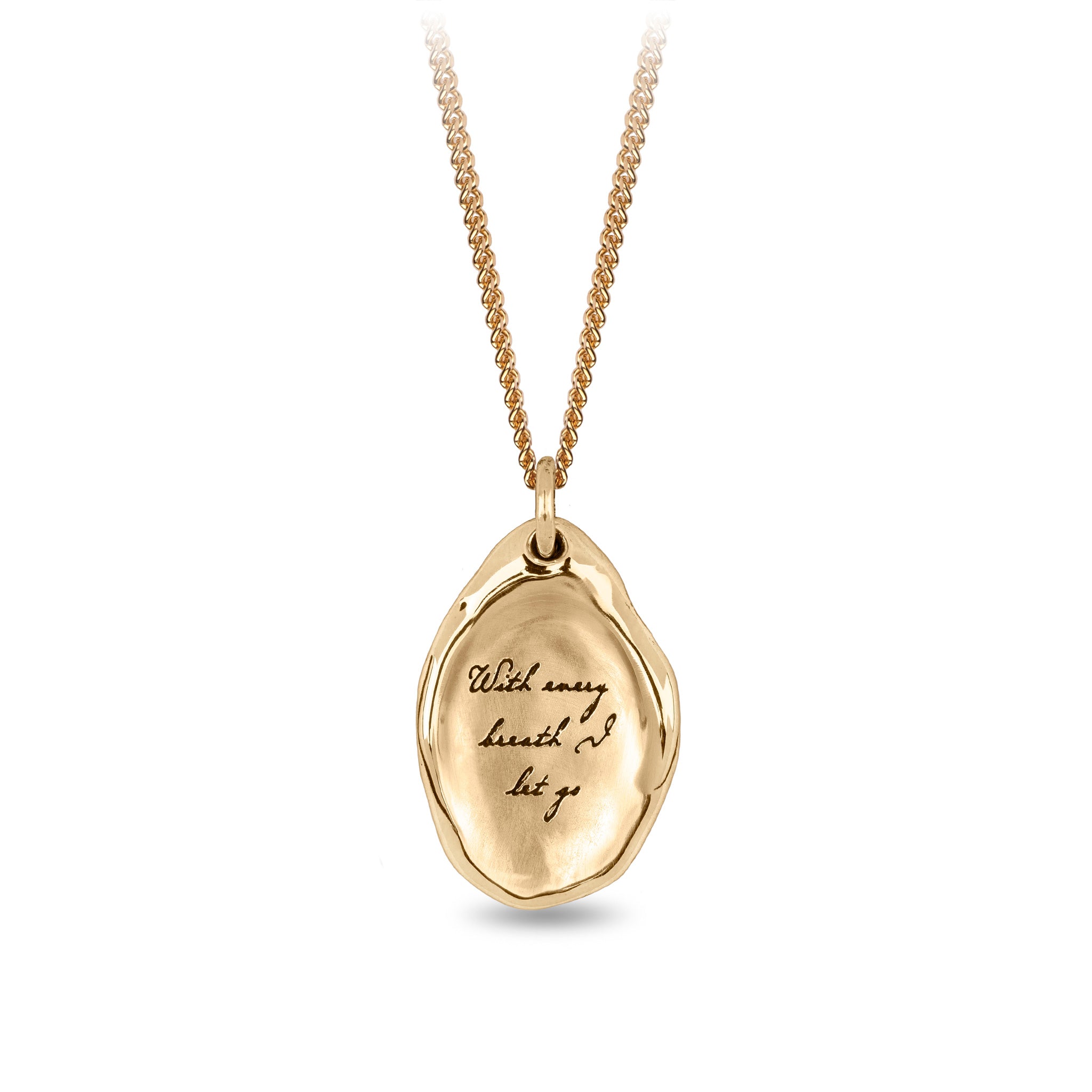 With Every Breath I Let Go 14K Gold Affirmation Talisman