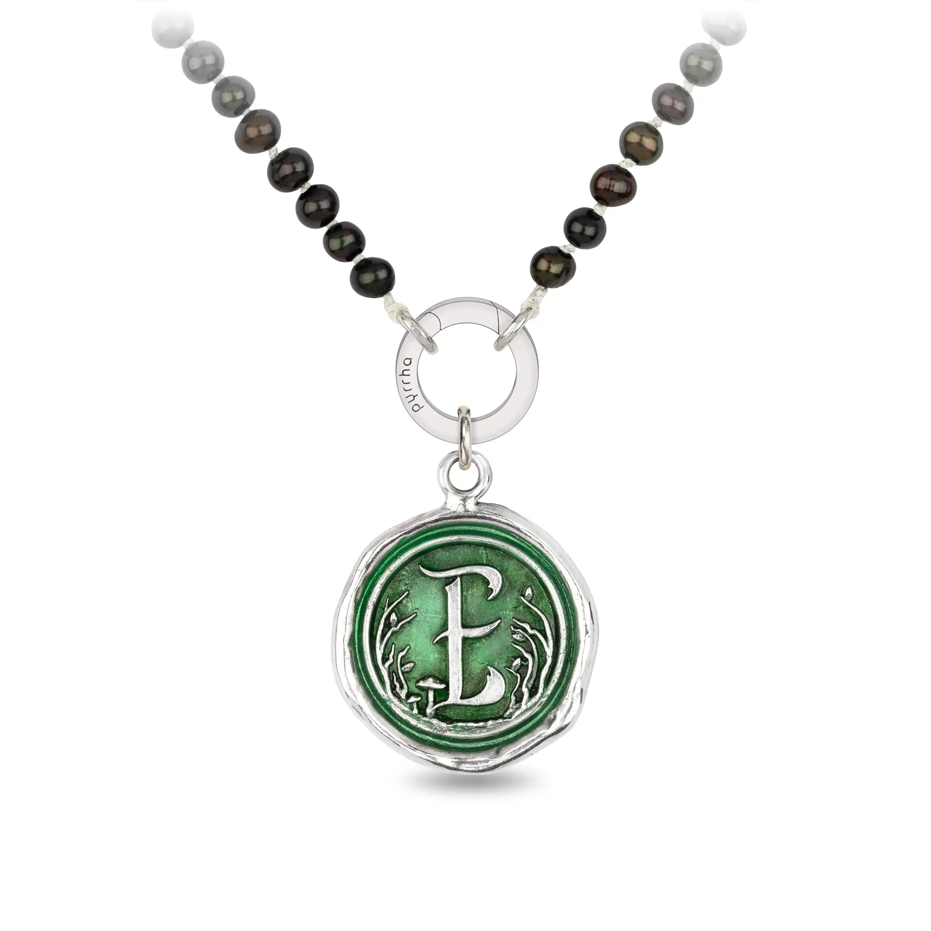 E for Elphaba Knotted Freshwater Pearl Necklace - Wicked Green
