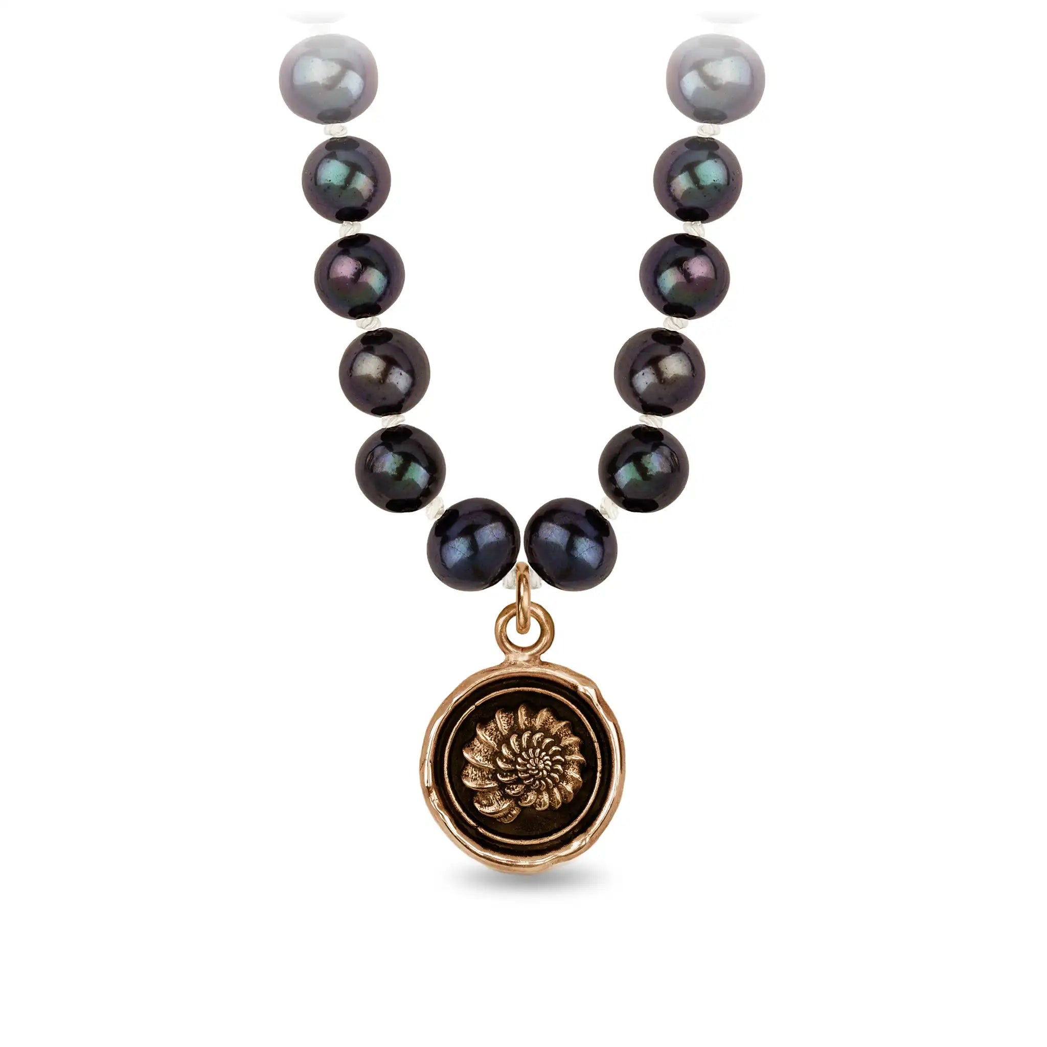 Becoming Freshwater Pearl Necklace - Peacock Black - Bronze