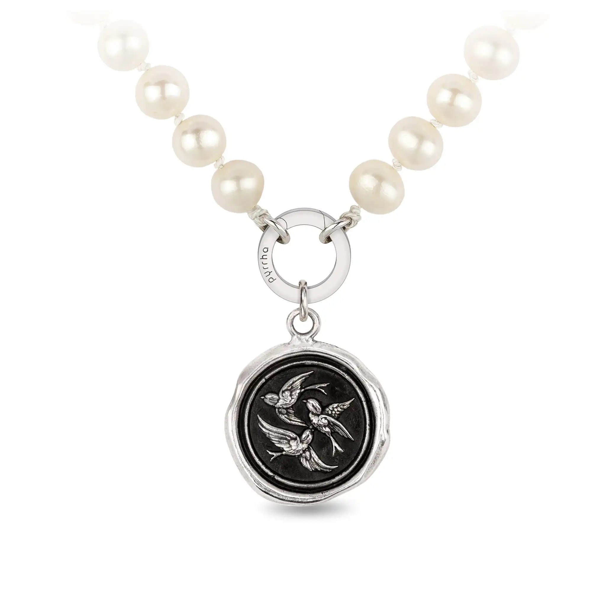 Birds of a Feather Knotted Freshwater Pearl Necklace