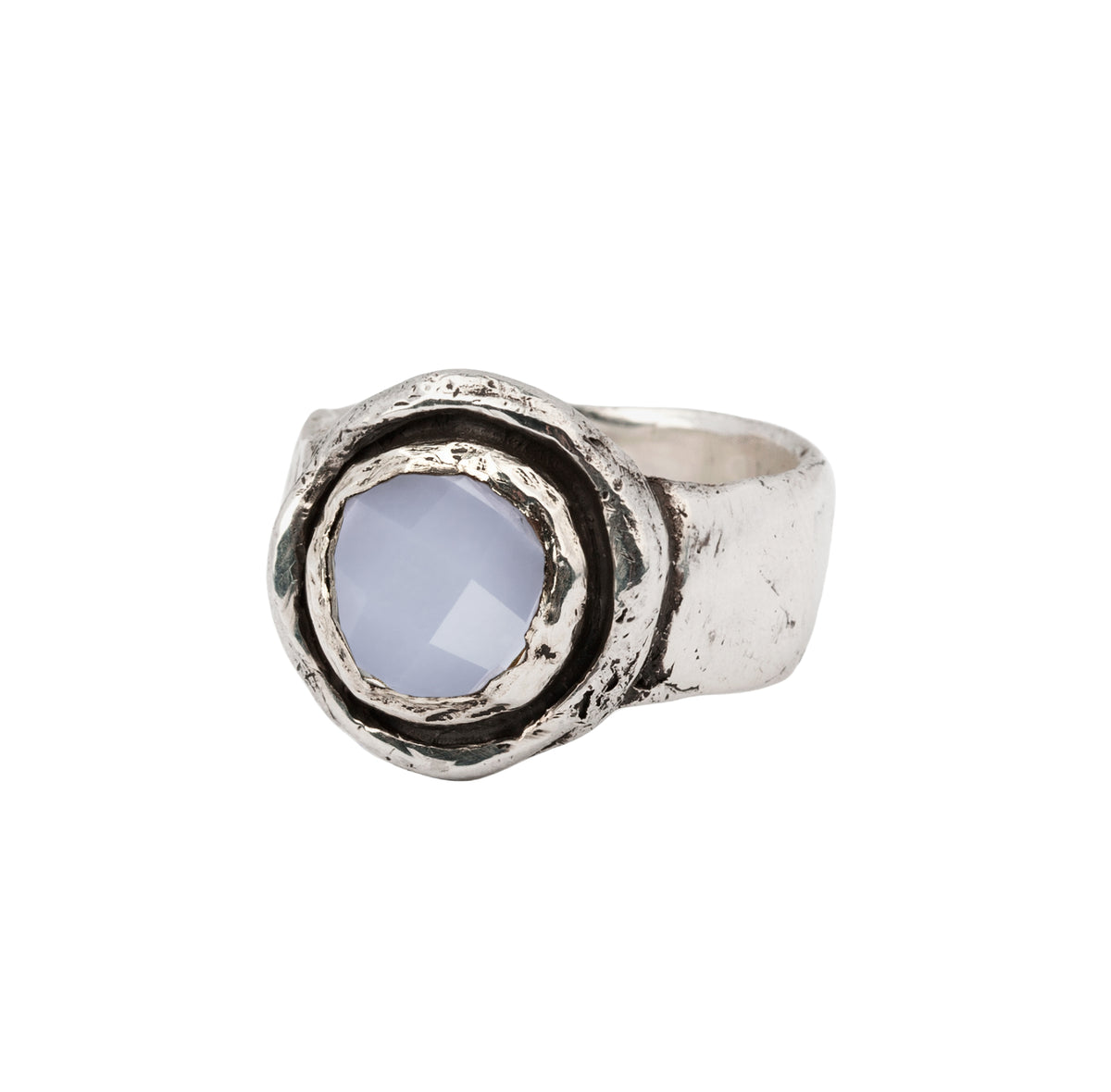 Chalcedony Faceted Stone Talisman Ring