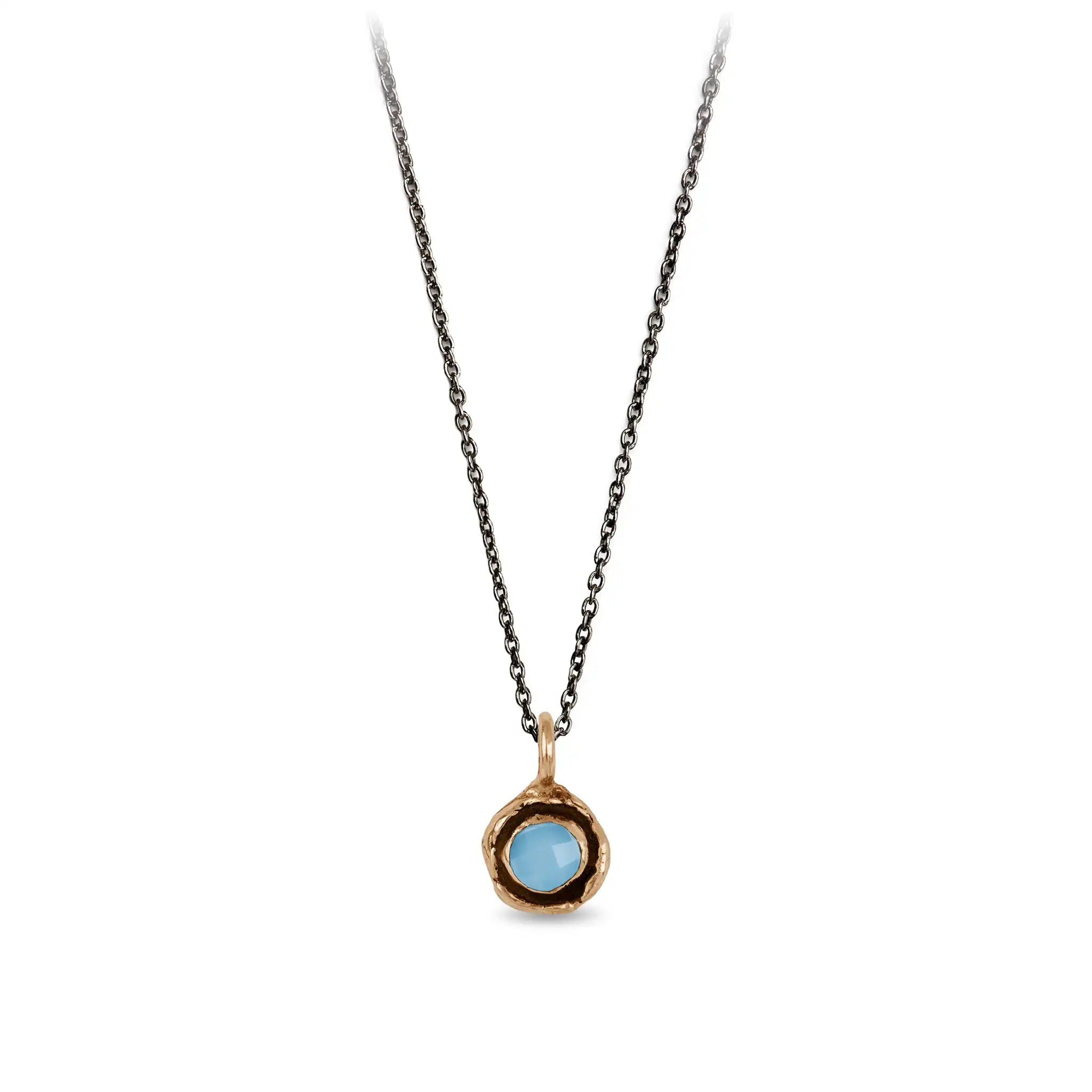 Chalcedony Faceted Stone Talisman Charm - Bronze