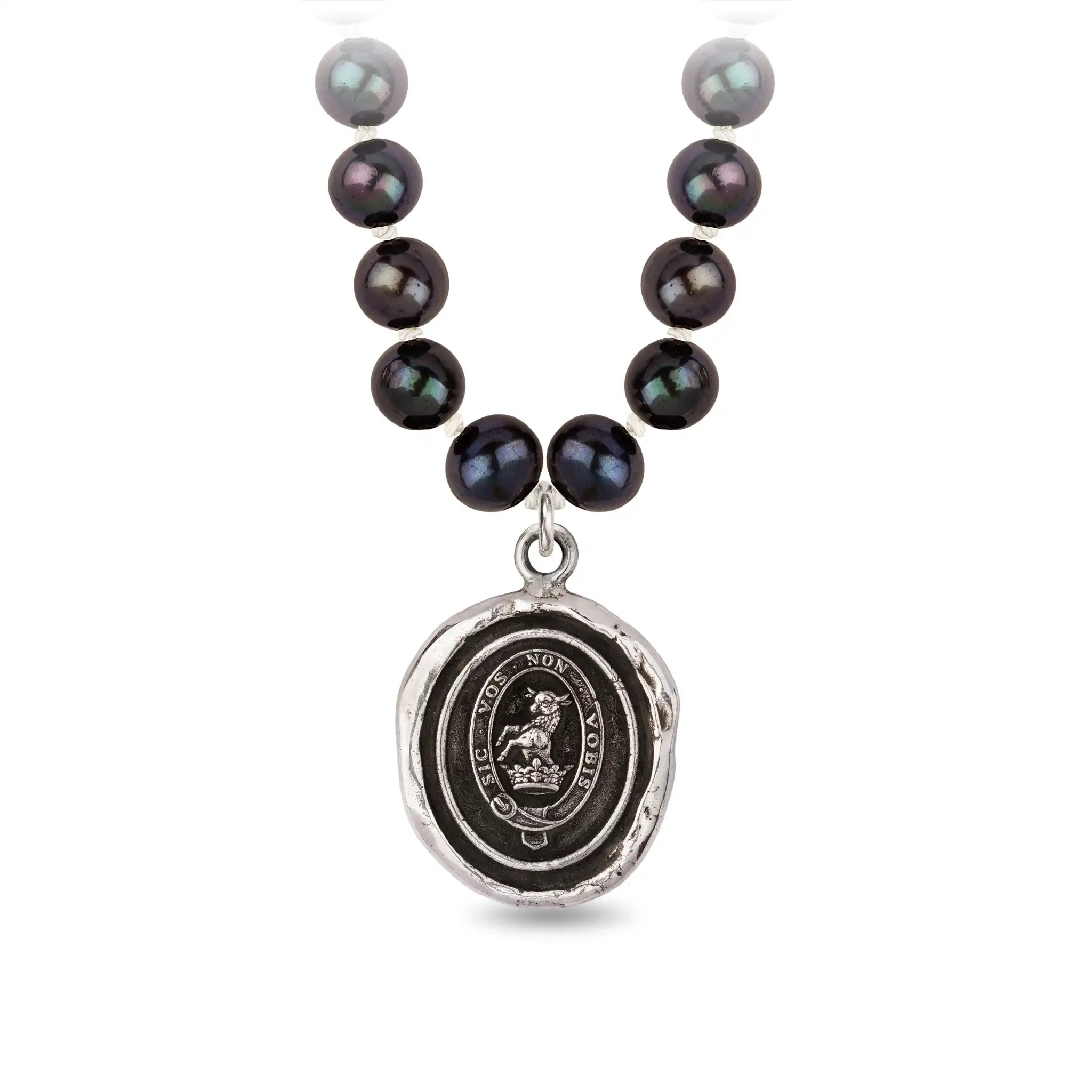 Devoted Father Freshwater Pearl Necklace - Peacock Black