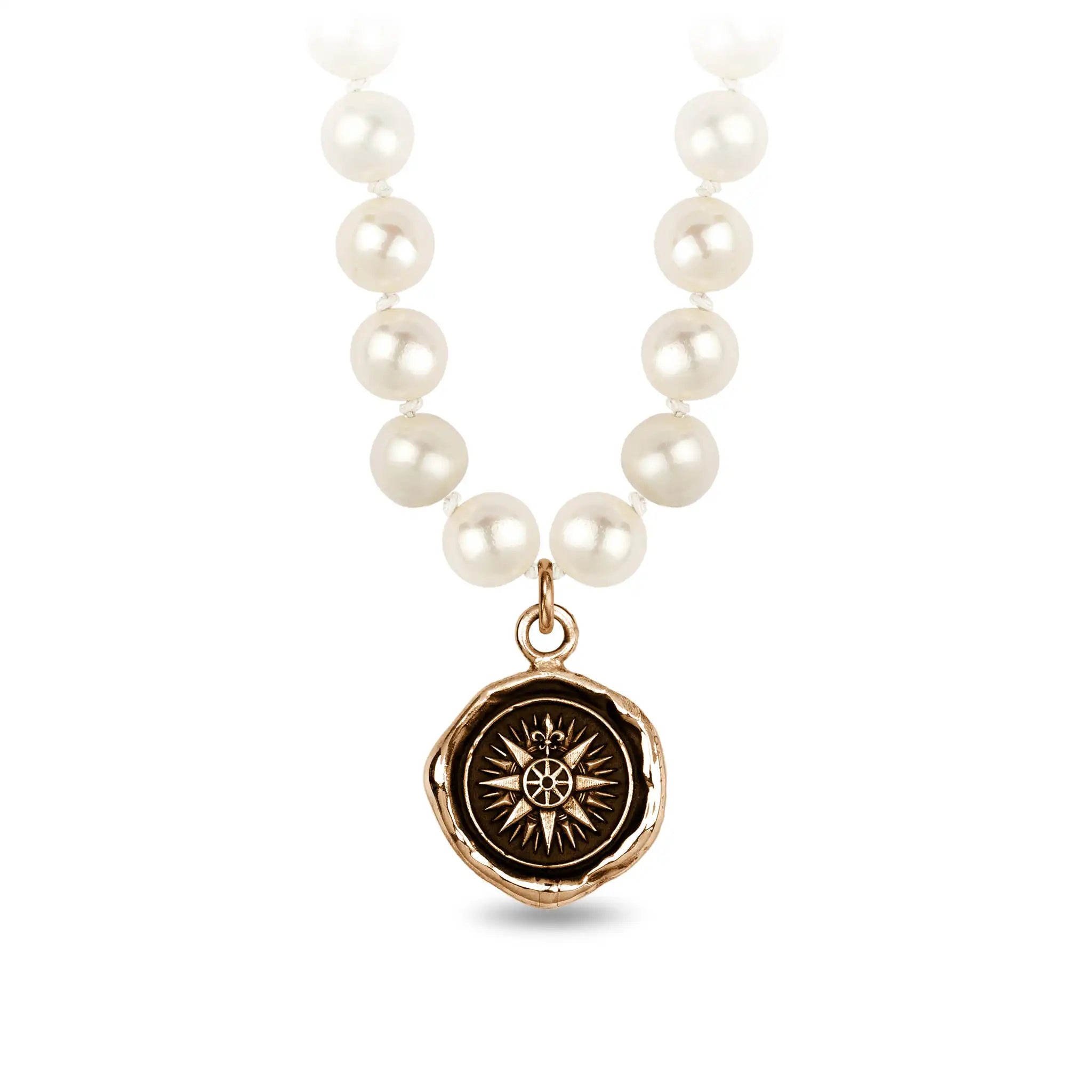 Direction Freshwater Pearl Necklace - Ivory - Bronze