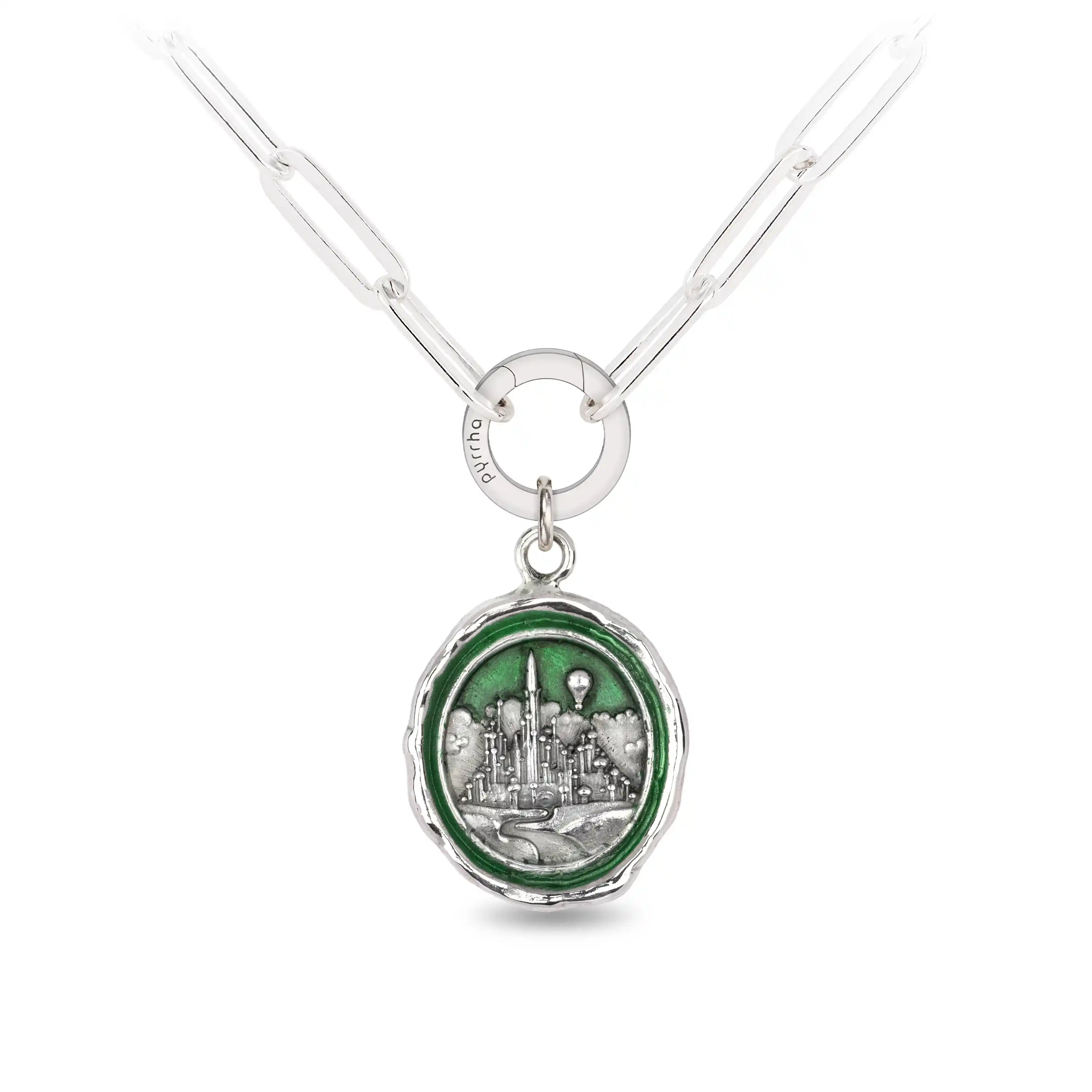 Emerald City Large Paperclip Chain Necklace - Wicked Green