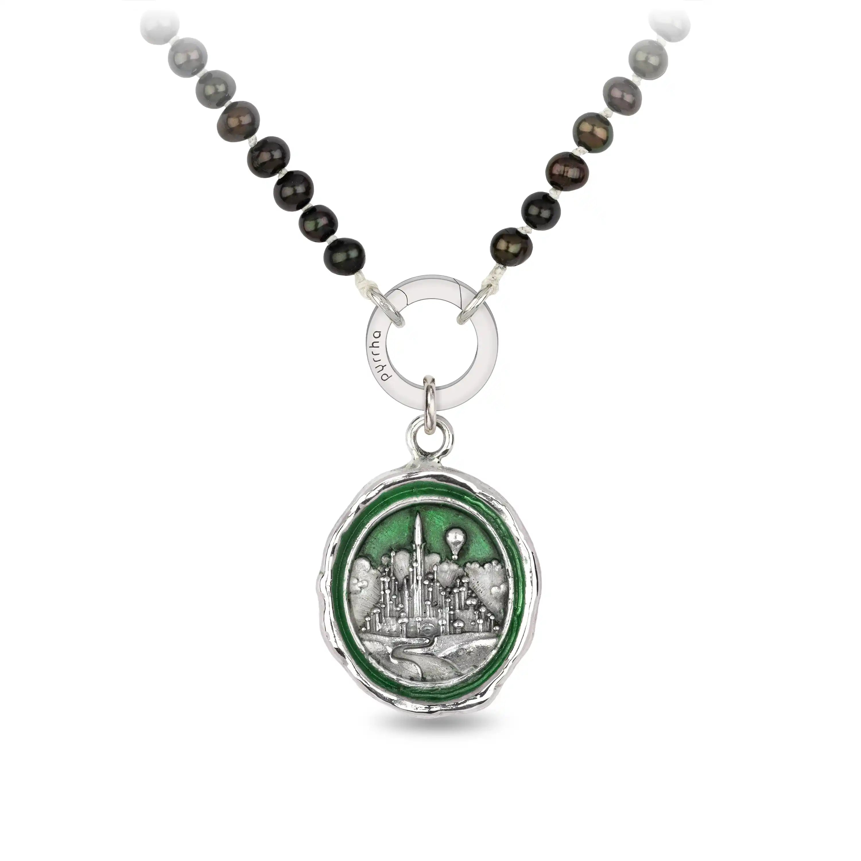 Emerald City Knotted Freshwater Pearl Necklace - Wicked Green