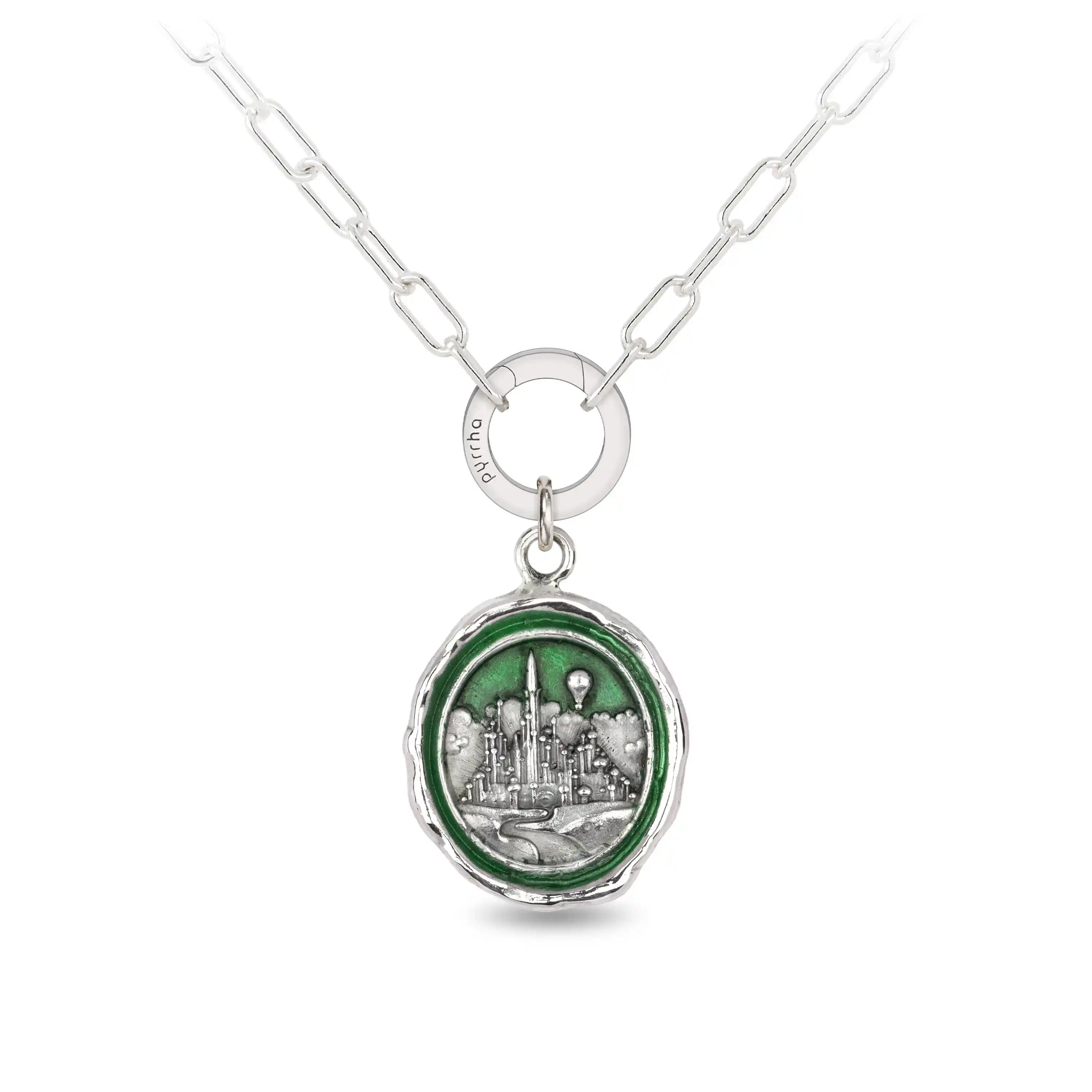 E for Elphaba Small Paperclip Chain Necklace - Wicked Green