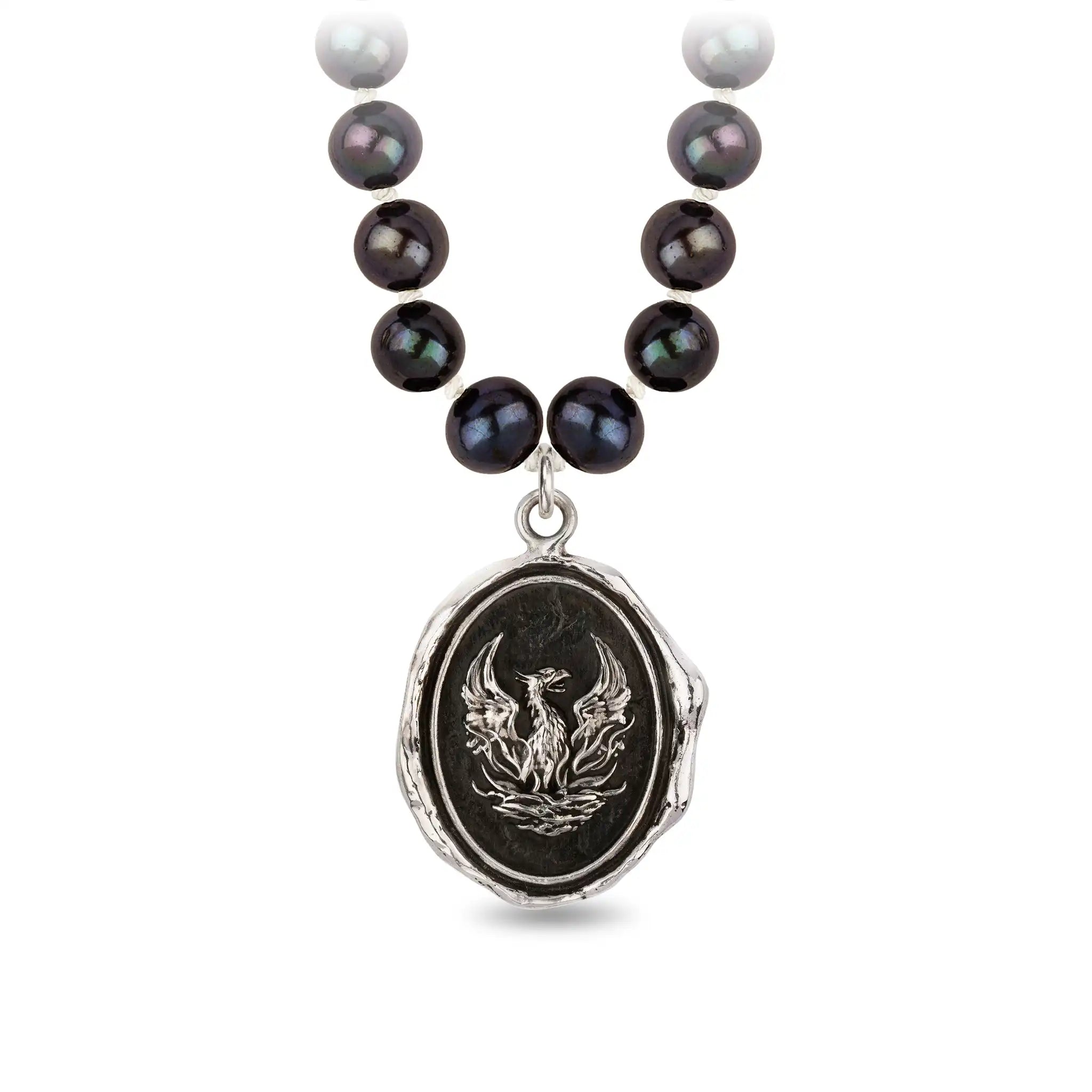 Fire Within Freshwater Pearl Necklace - Peacock Black