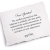 A hand-torn, letterpress printed card describing the meaning for Pyrrha's Free Spirited Knotted Pearl Necklace
