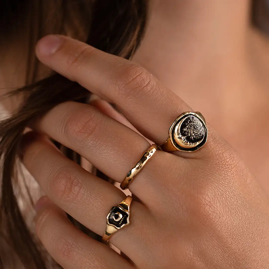 Trust the Universe 14K Gold Cigar Band Ring