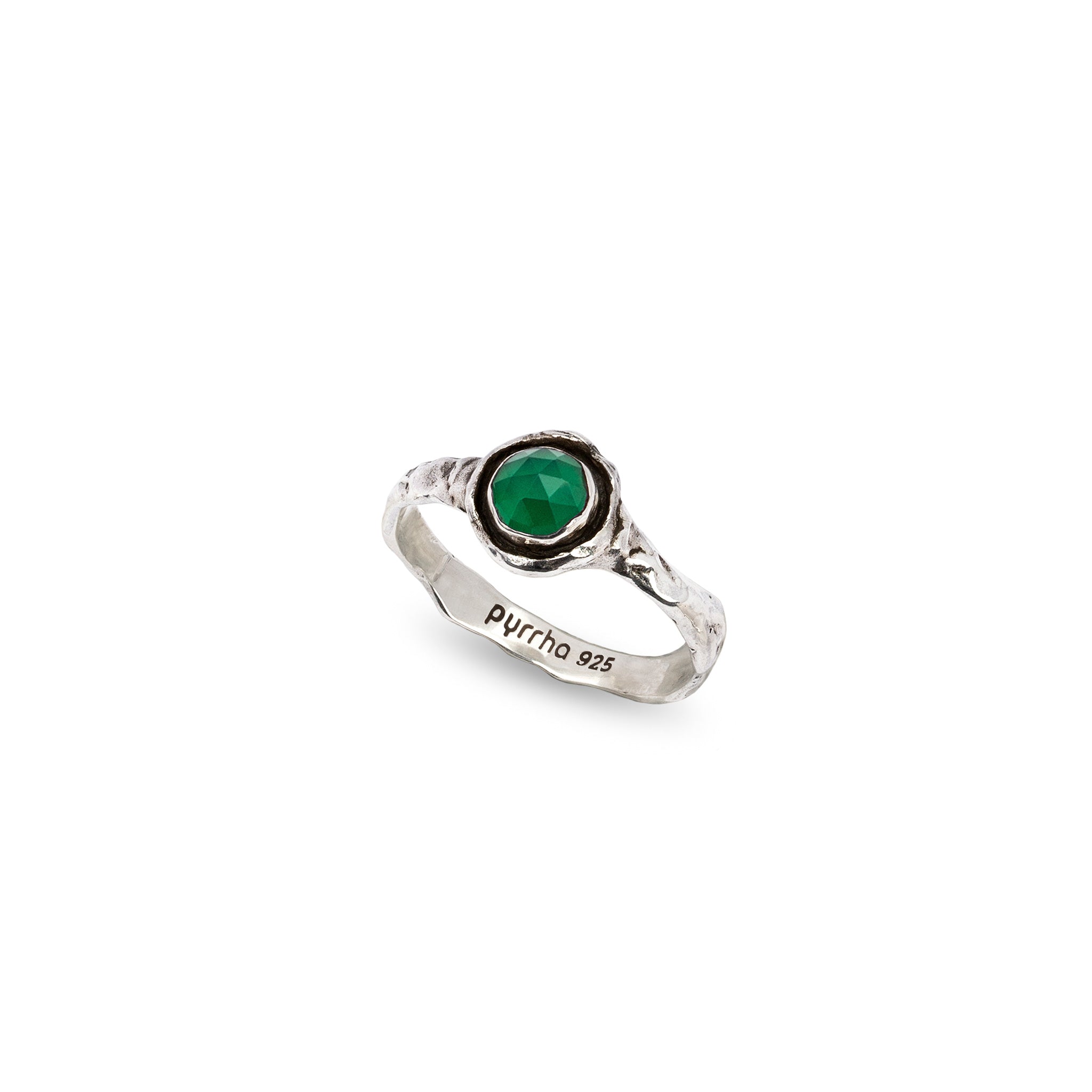 Green Onyx Small Faceted Stone Talisman Ring