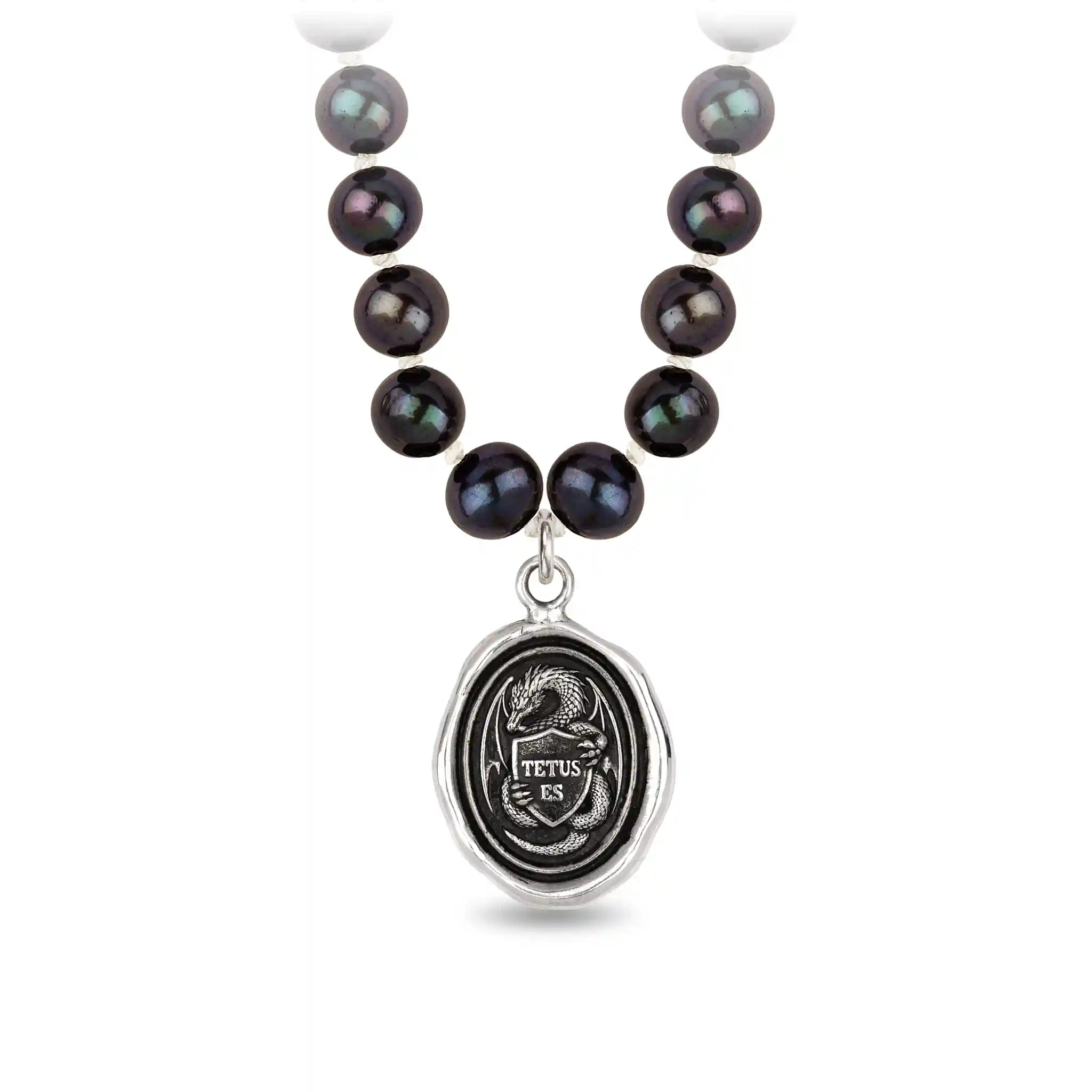 Guardian Freshwater Pearl Necklace - Peacock Black