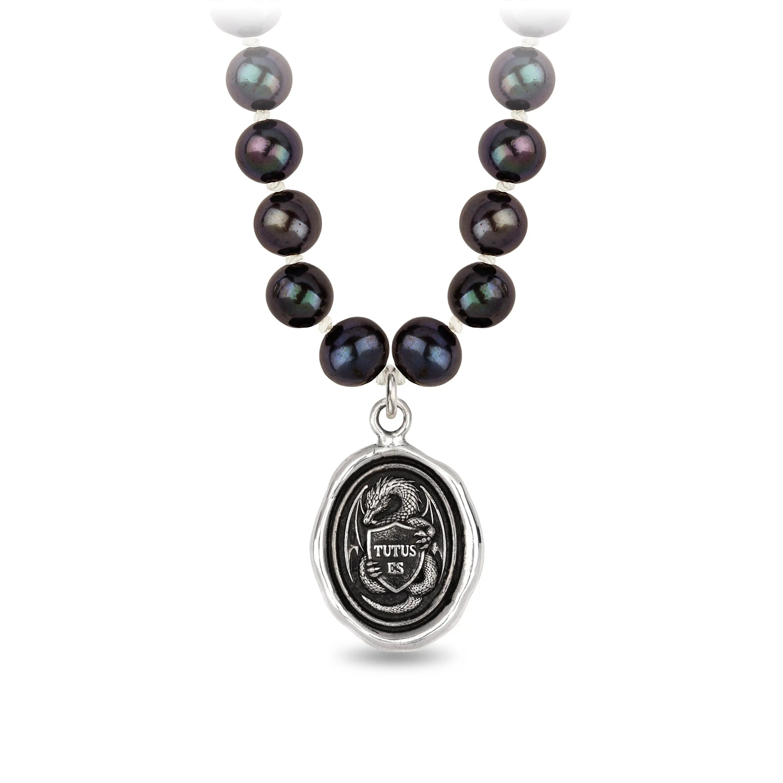 Guardian Freshwater Pearl Necklace - Peacock Black