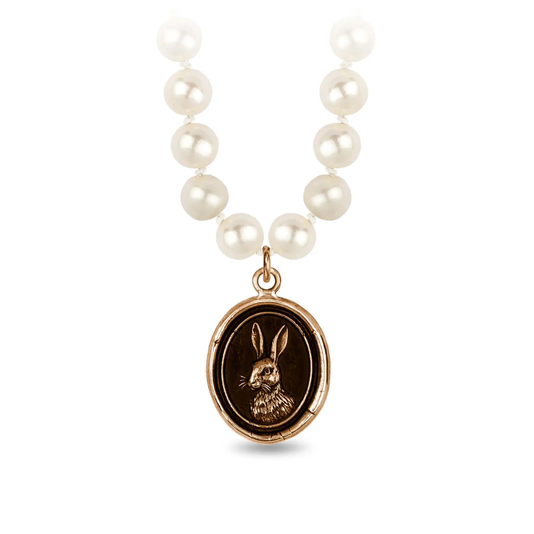 Hare Freshwater Pearl Necklace - Ivory - Bronze