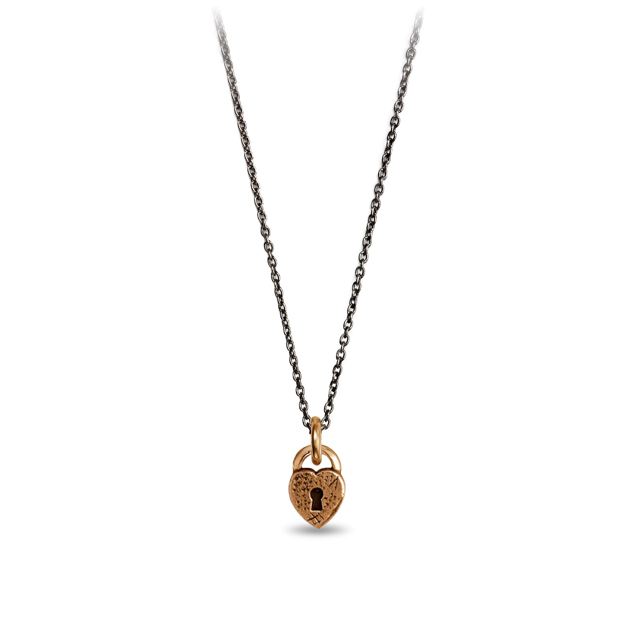 Heart Lock Symbol Charm - Bronze
