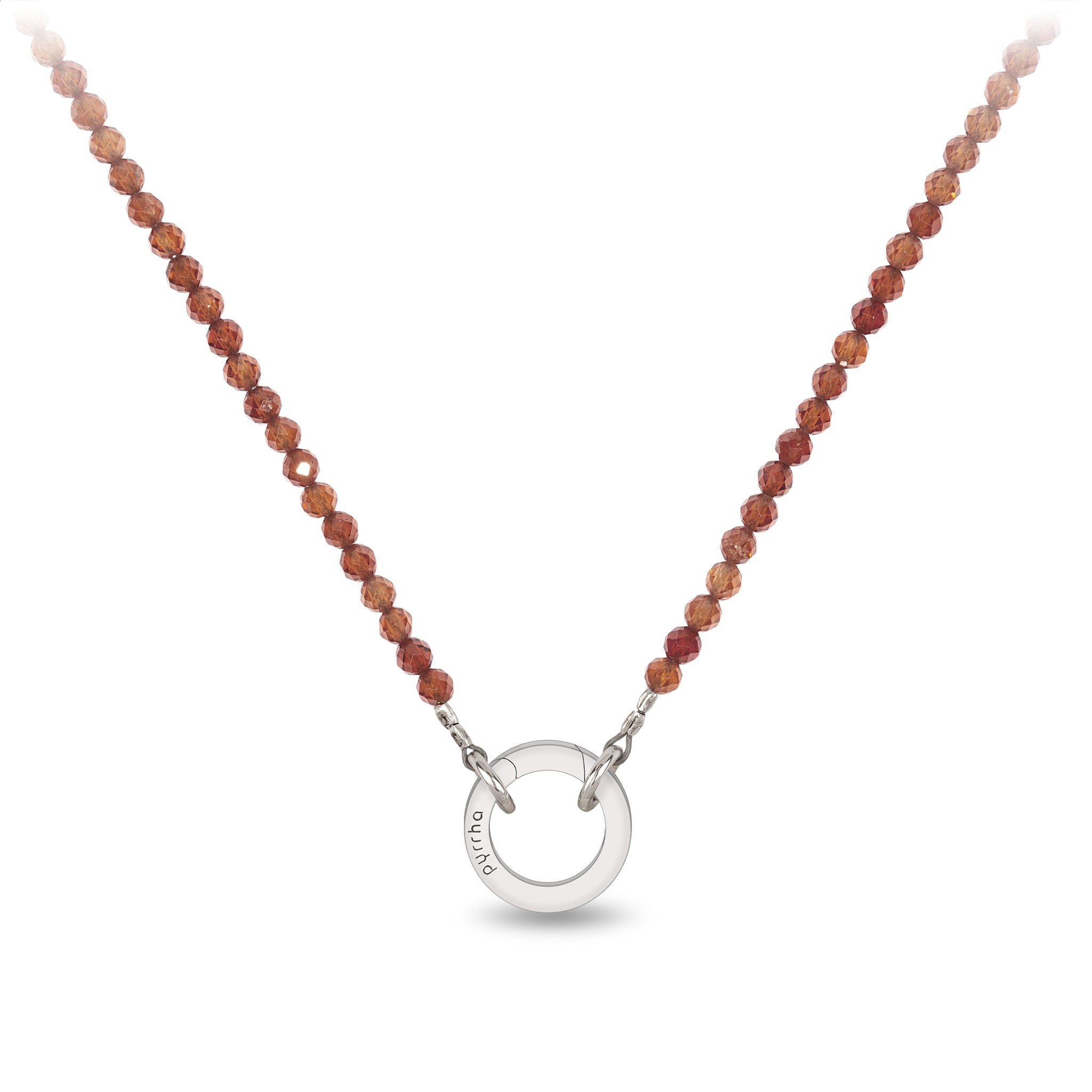 Hessonite Garnet Faceted Stone Choker with Talisman Clip