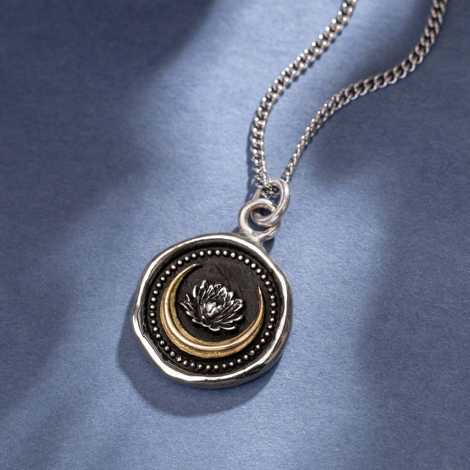 Lotus Flower 14K Gold on Silver Talisman