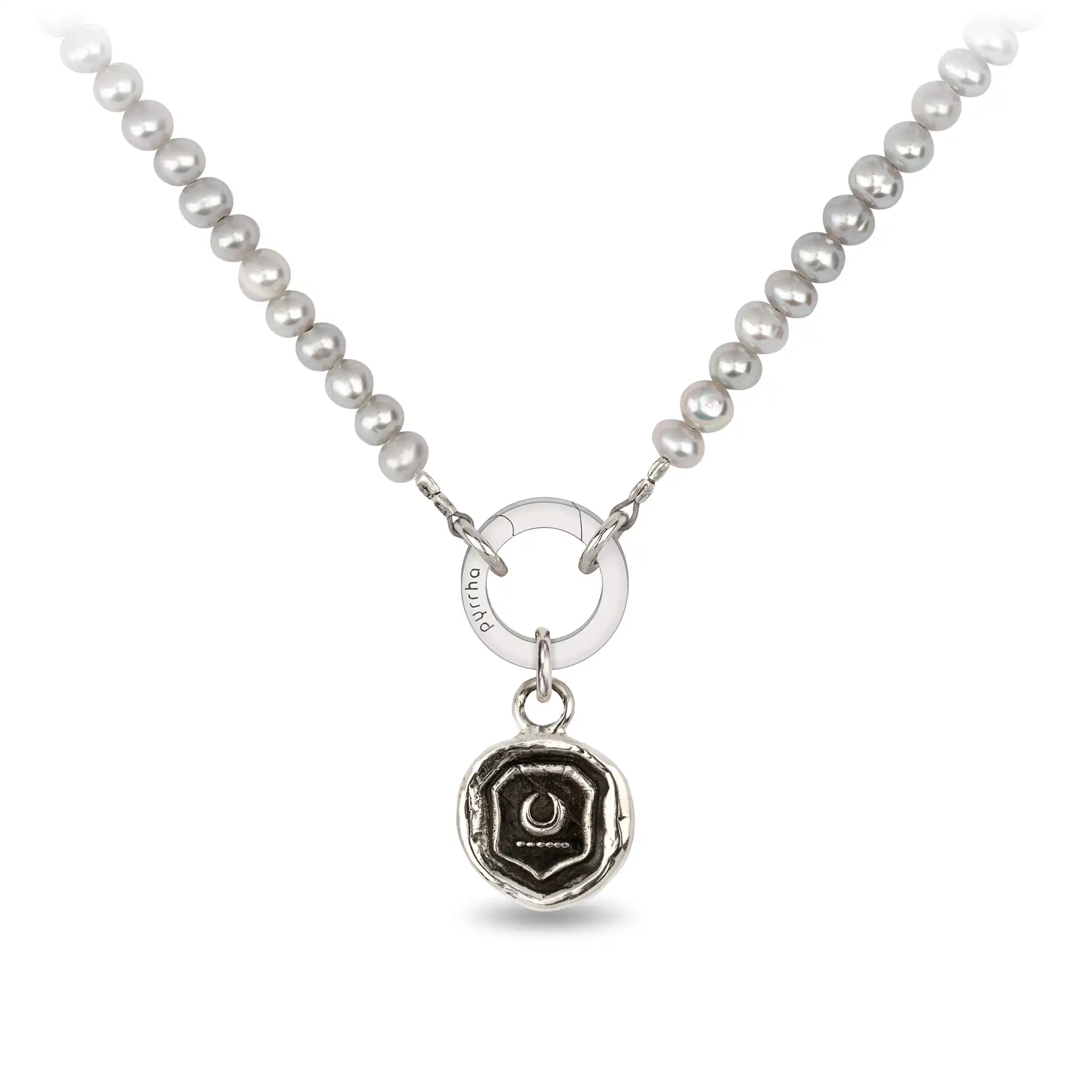 Dove Grey Pearl Faceted Stone Choker with Talisman Clip