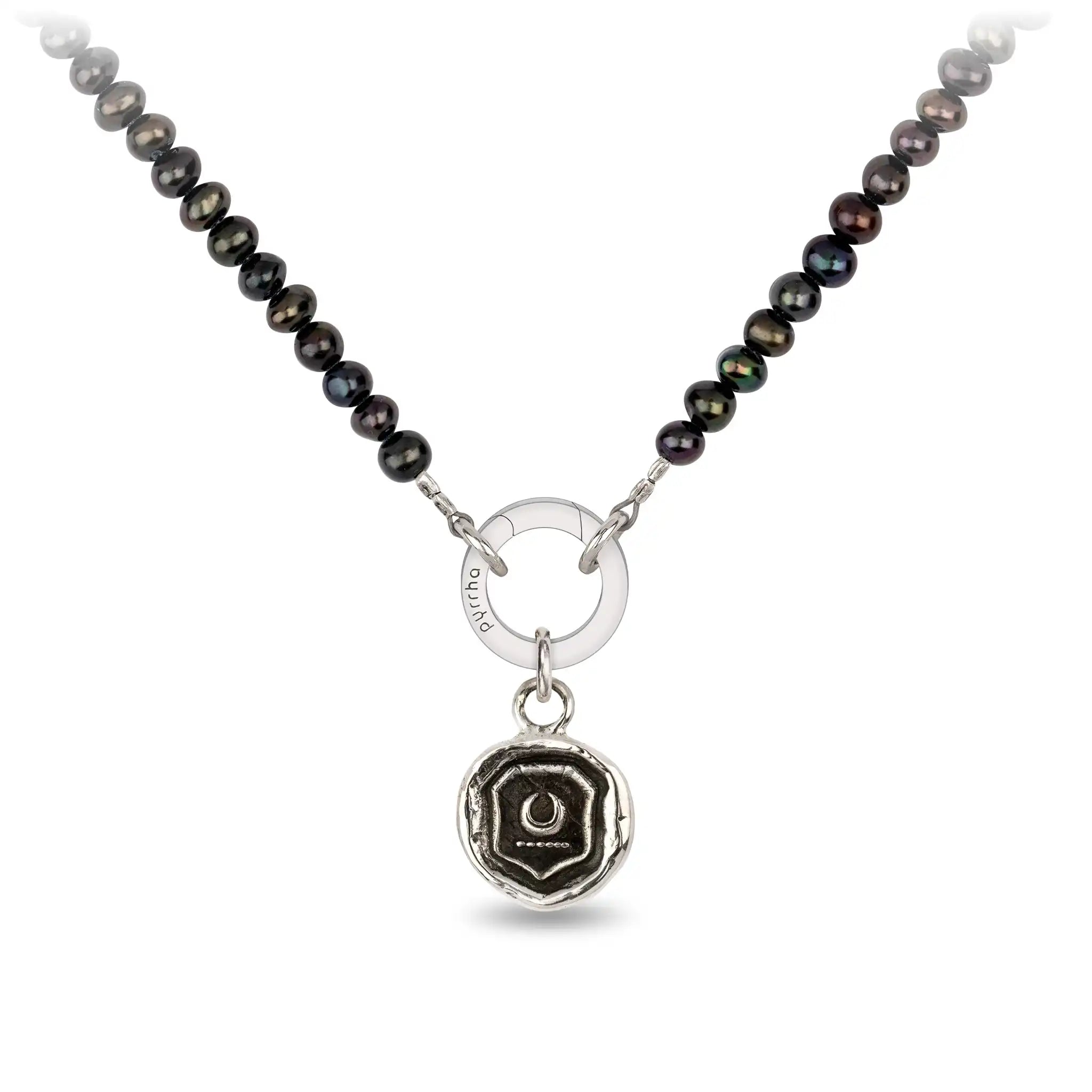 Peacock Black Pearl Faceted Stone Choker with Talisman Clip