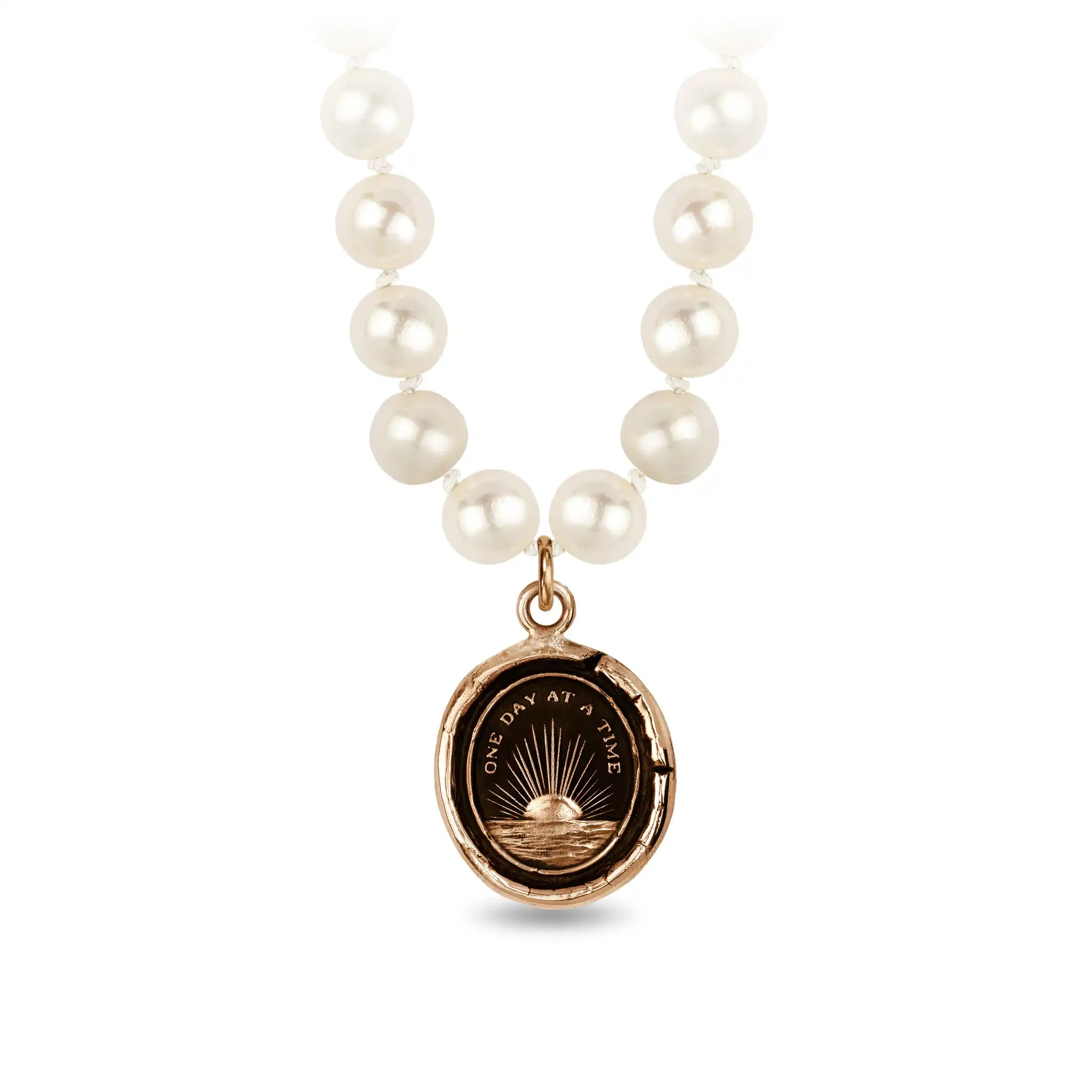 One Day at a Time Freshwater Pearl Necklace - Ivory - Bronze