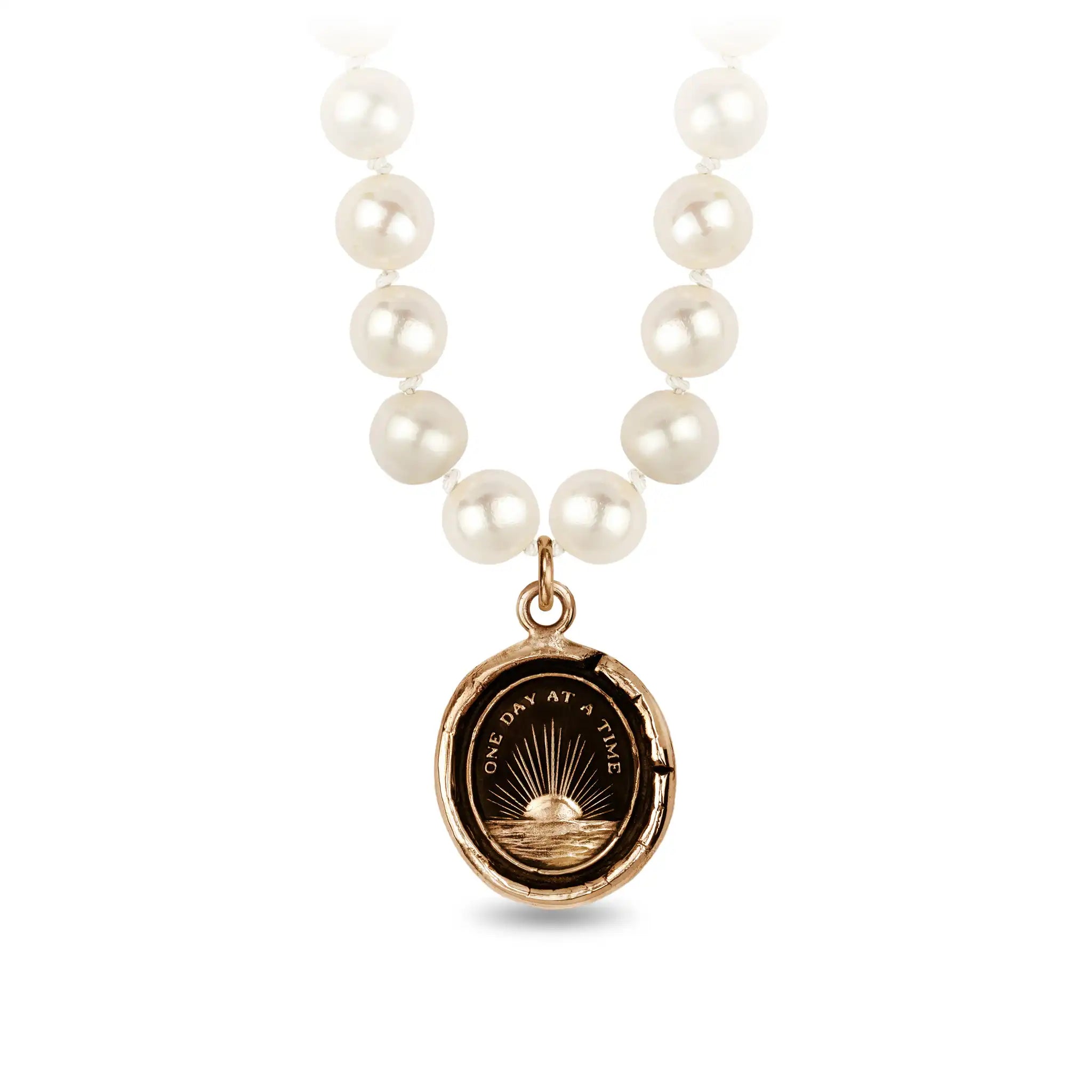 One Day at a Time Freshwater Pearl Necklace - Ivory - Bronze