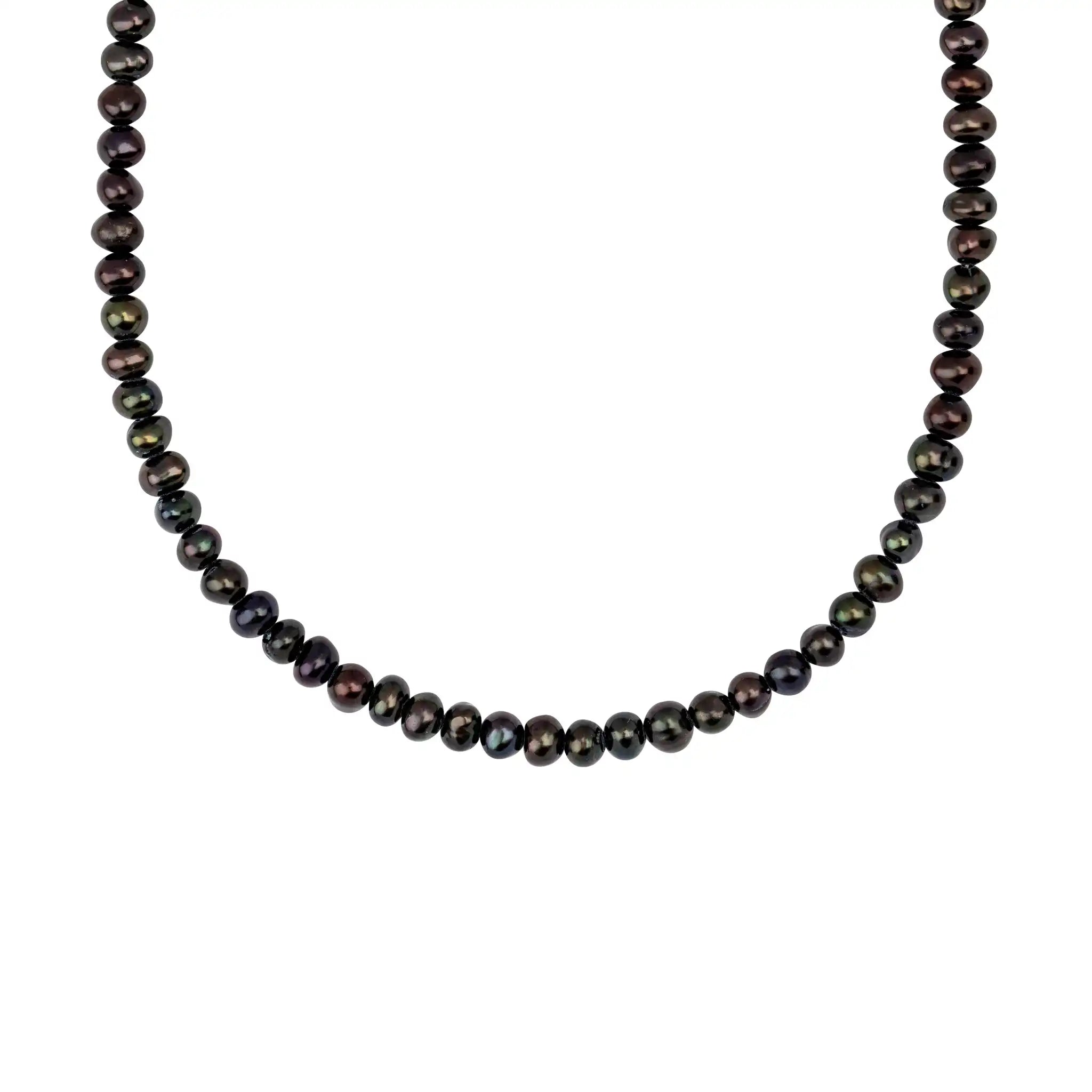 Peacock Black Pearl Faceted Stone Choker with Talisman Clip