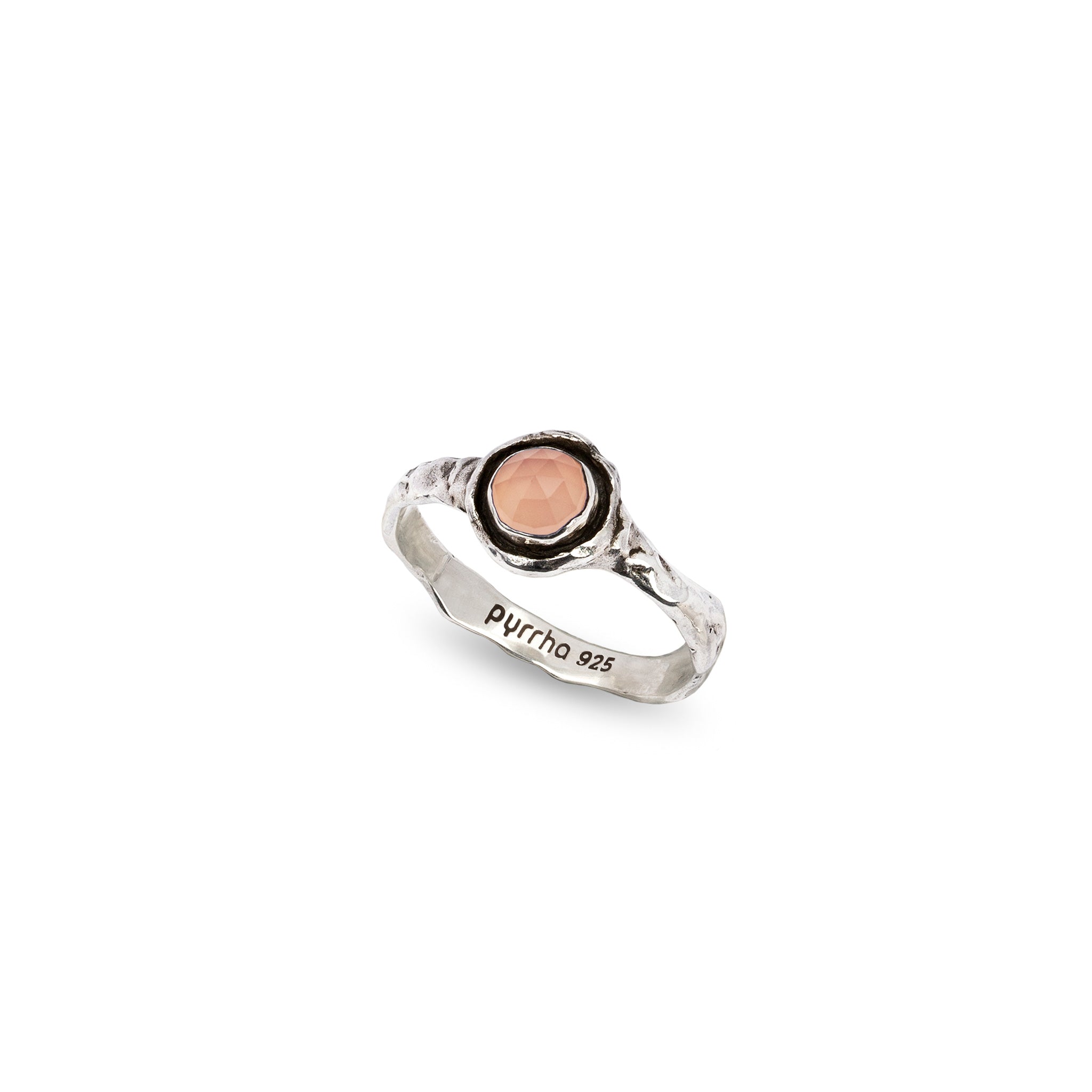 Pink Chalcedony Small Faceted Stone Talisman Ring