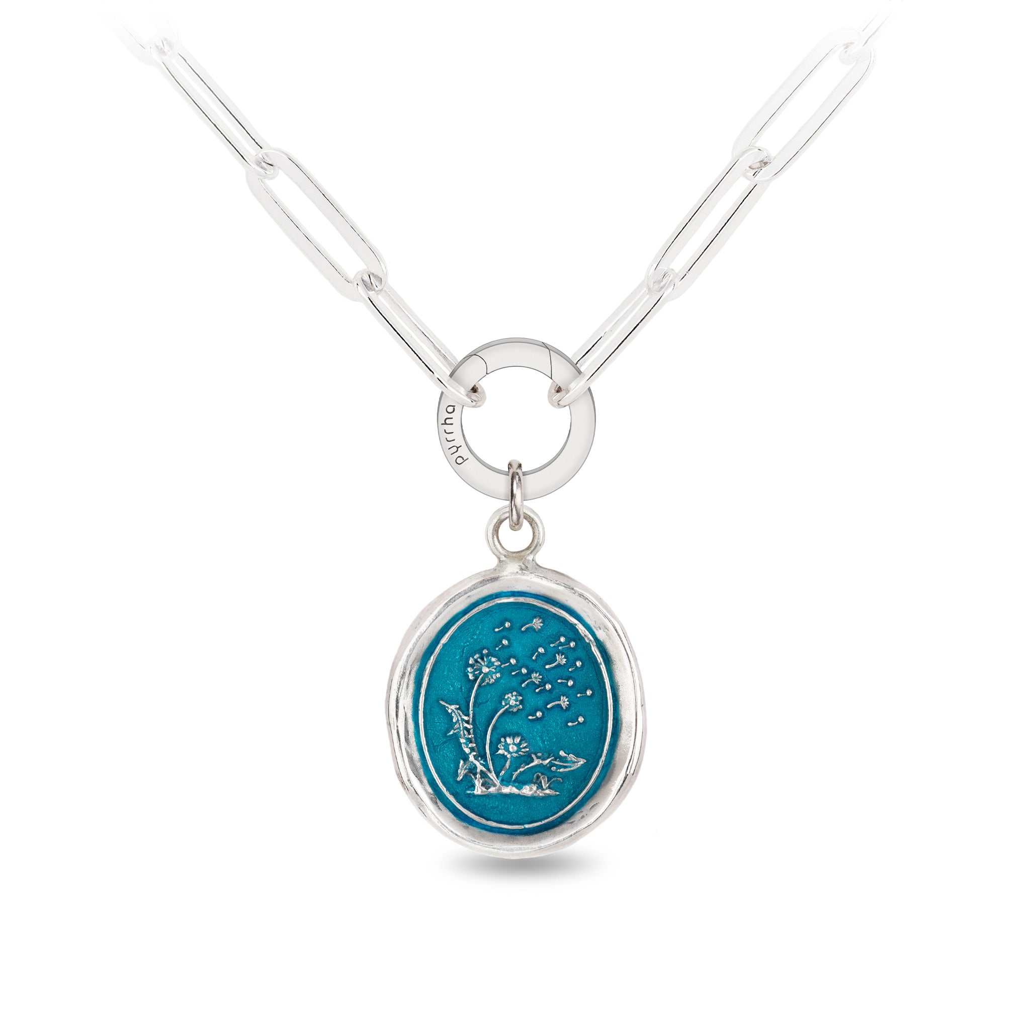 Seeds of Success Large Paperclip Chain Necklace - Capri Blue