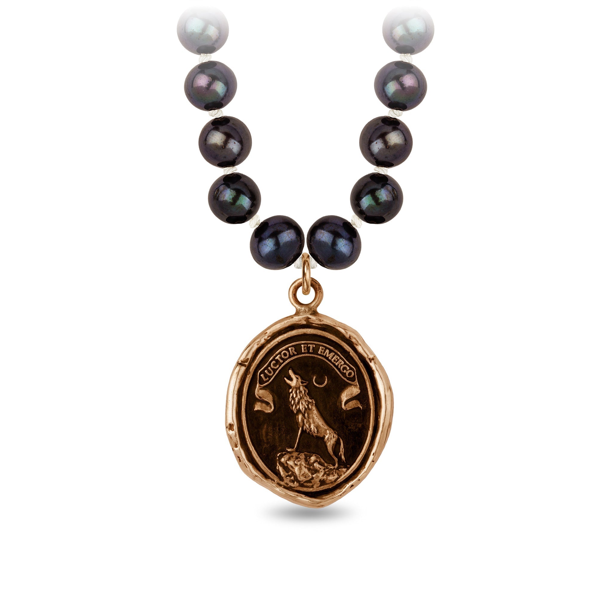 Struggle and Emerge Freshwater Pearl Necklace - Peacock Black - Bronze
