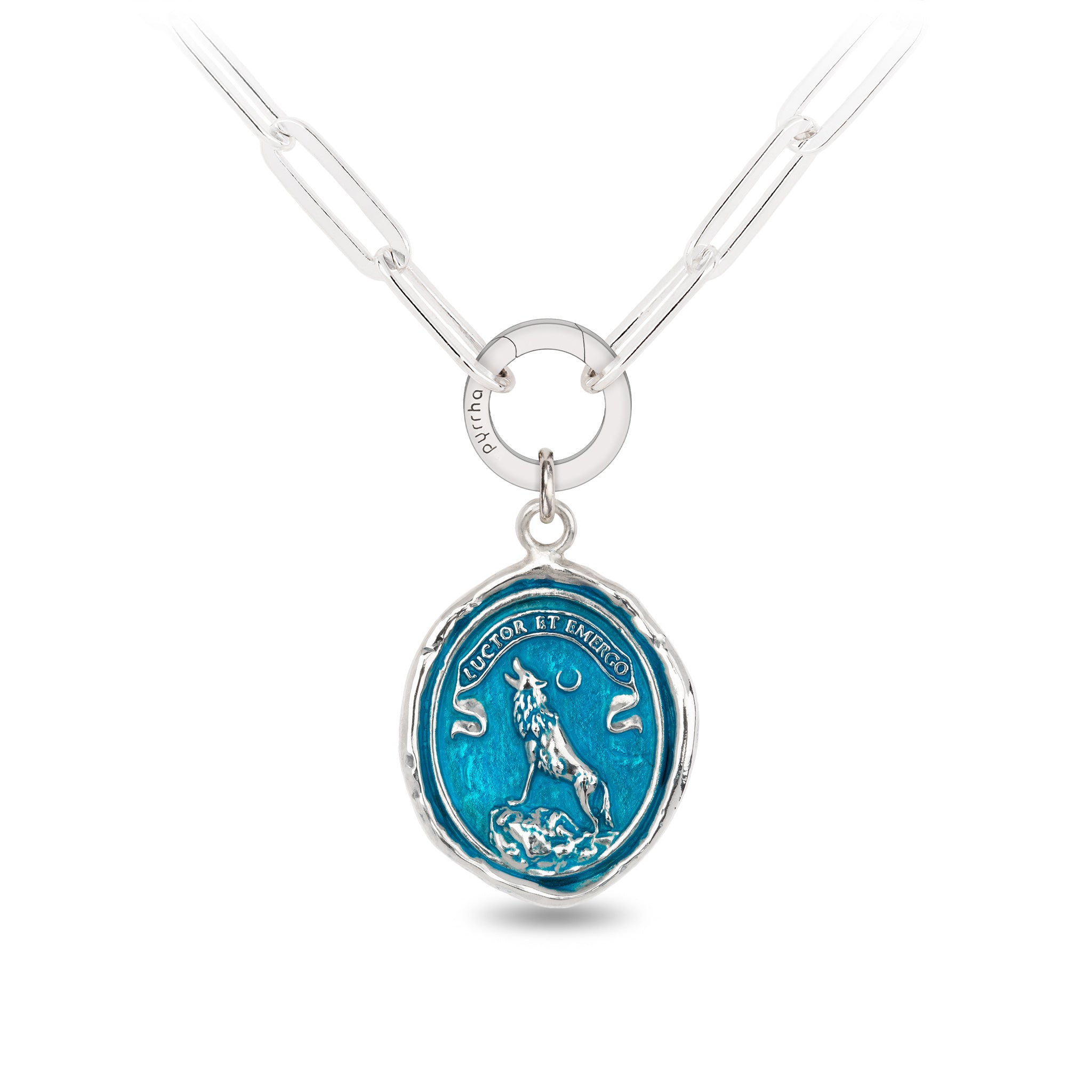 Struggle and Emerge Large Paperclip Chain Necklace - Capri Blue