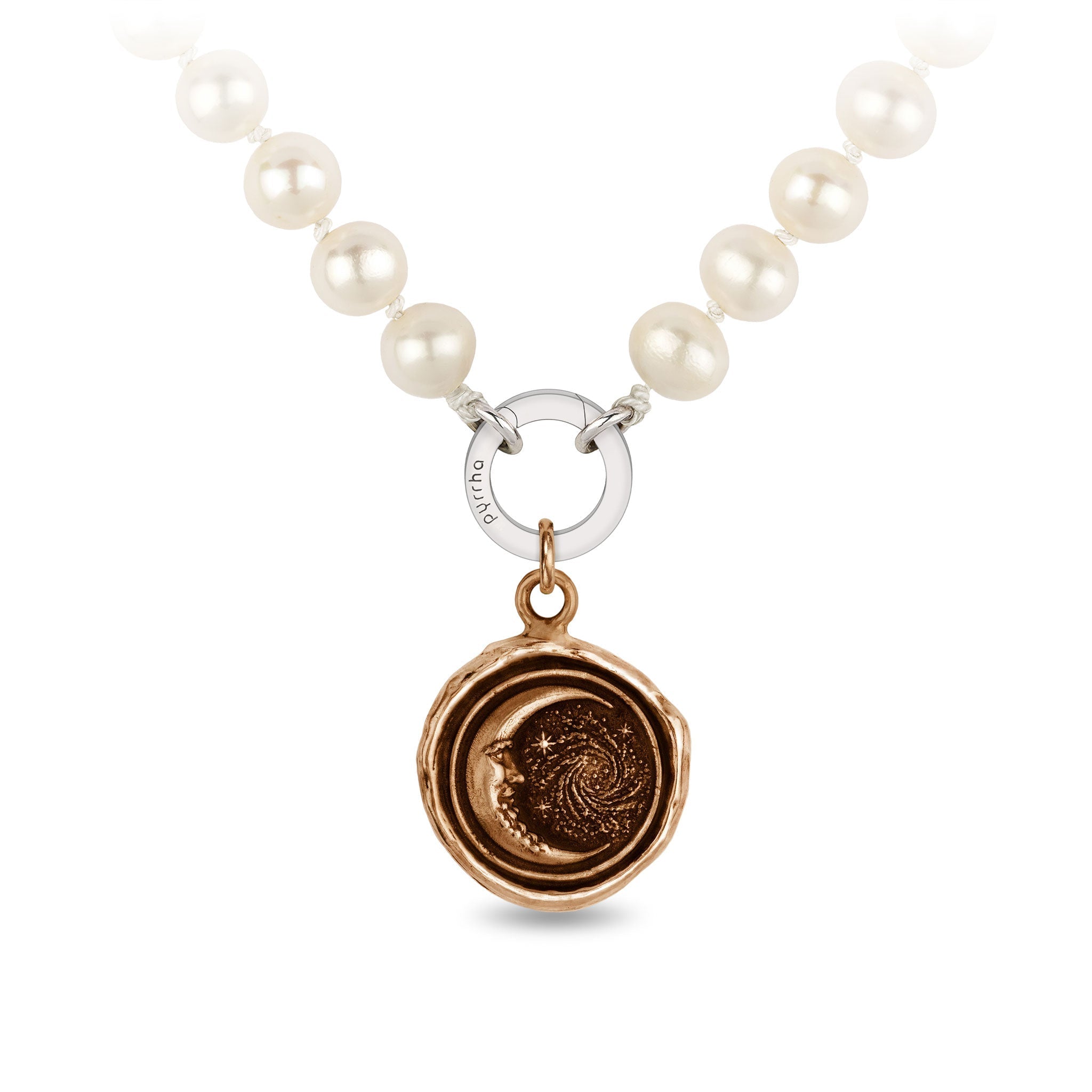 Trust the Universe Knotted Freshwater Pearl Necklace - Bronze