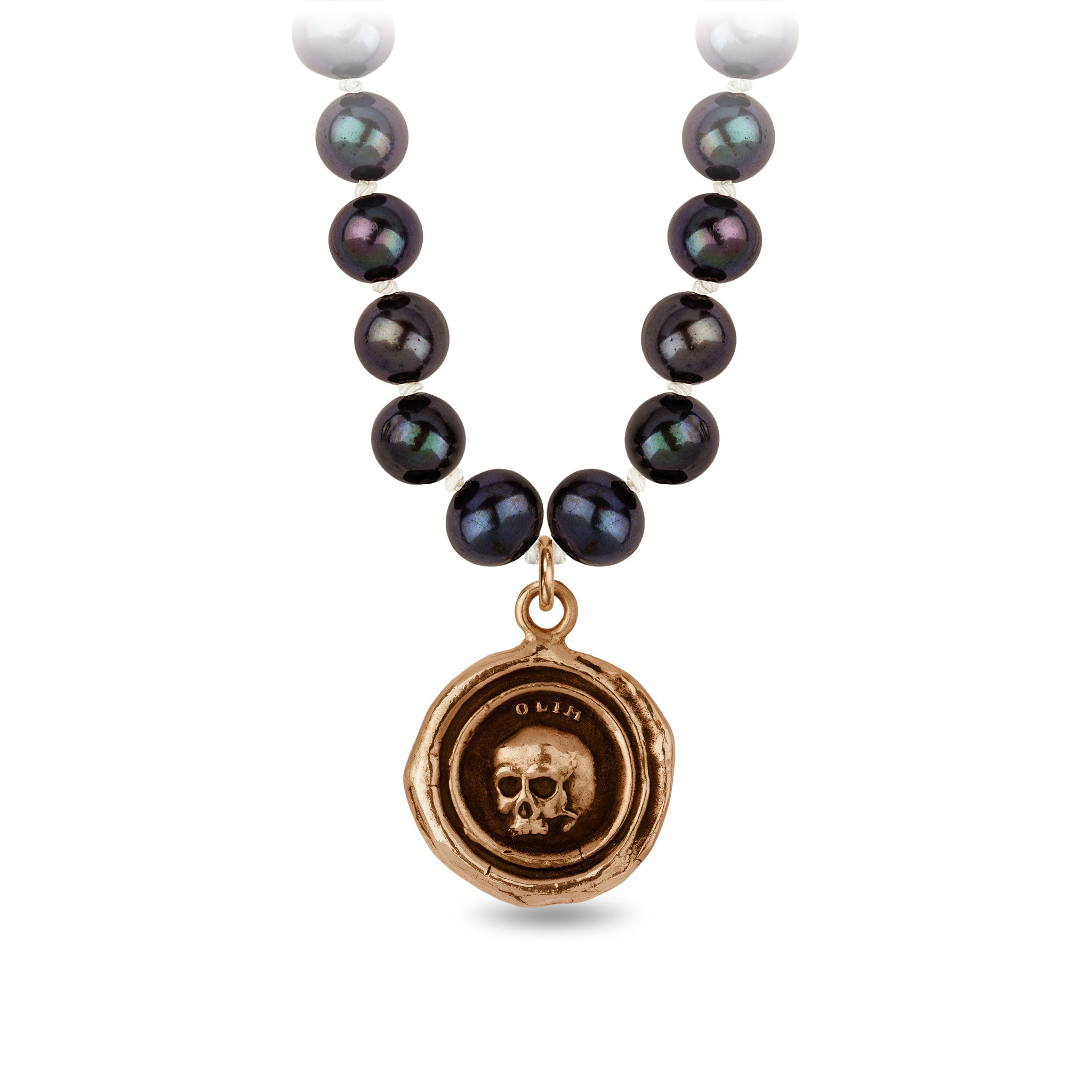 What Once Was Freshwater Pearl Necklace - Peacock Black - Bronze